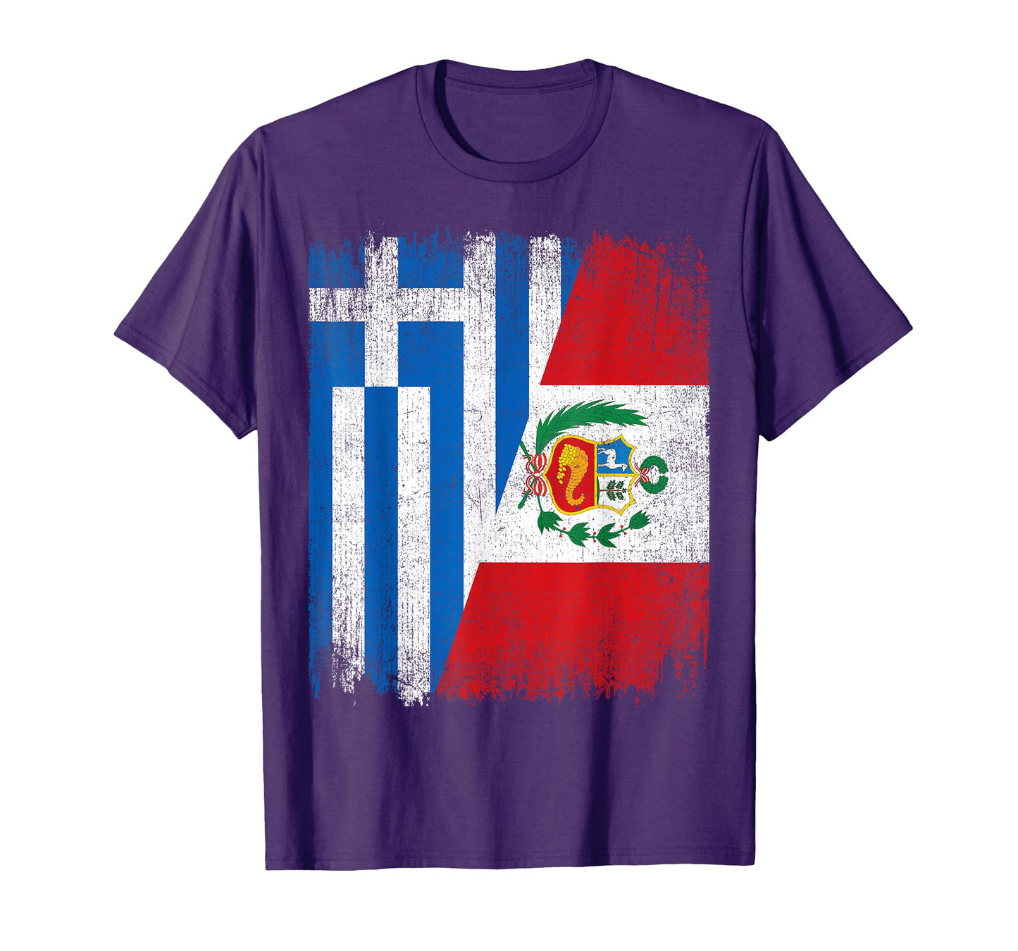 Half Greece Peru Flag Greek Peruvian Pride Roots T-Shirt