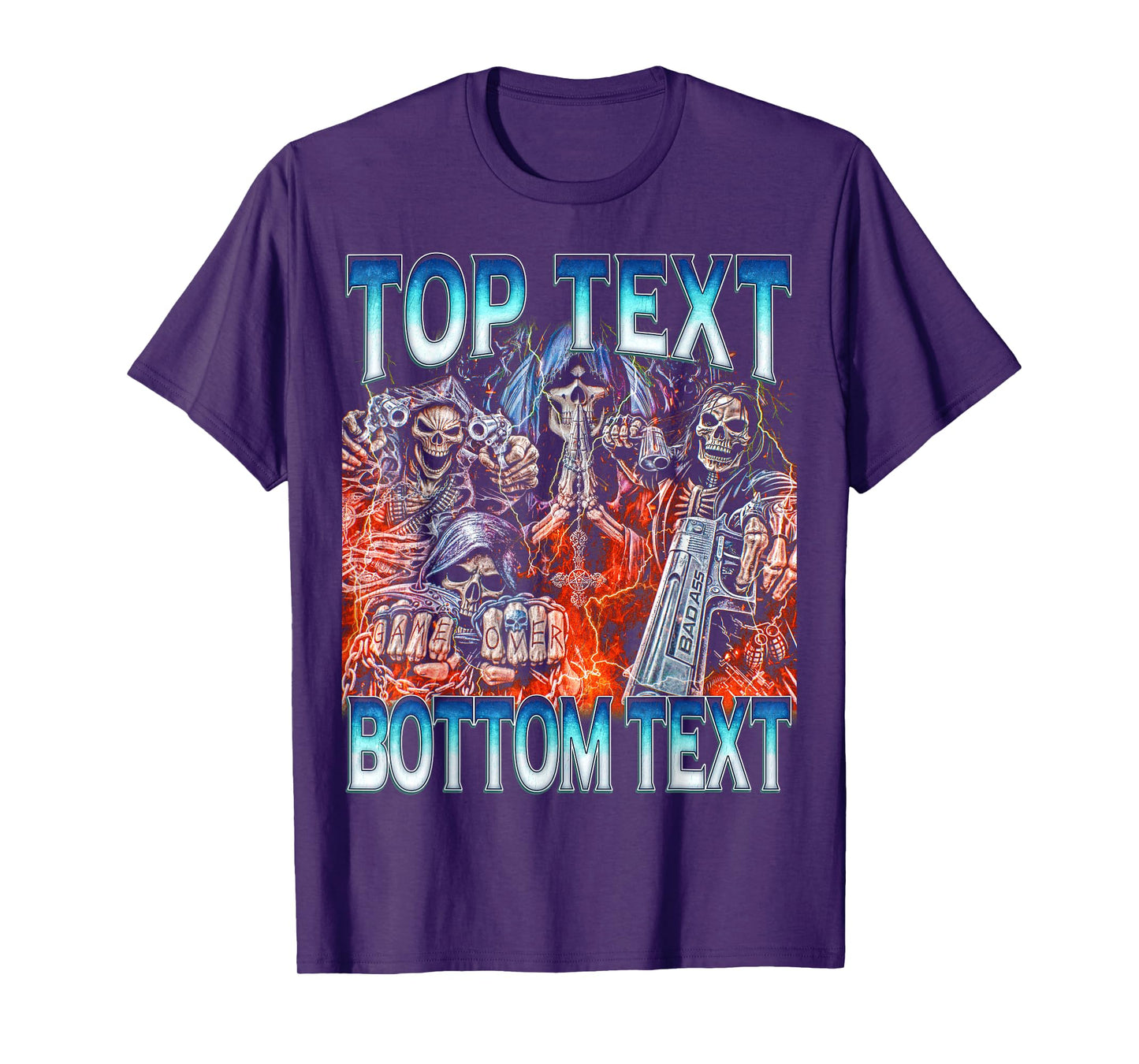 Top Bottom Text - Edgy Skeleton Bootleg Hard Skeleton Meme T-Shirt