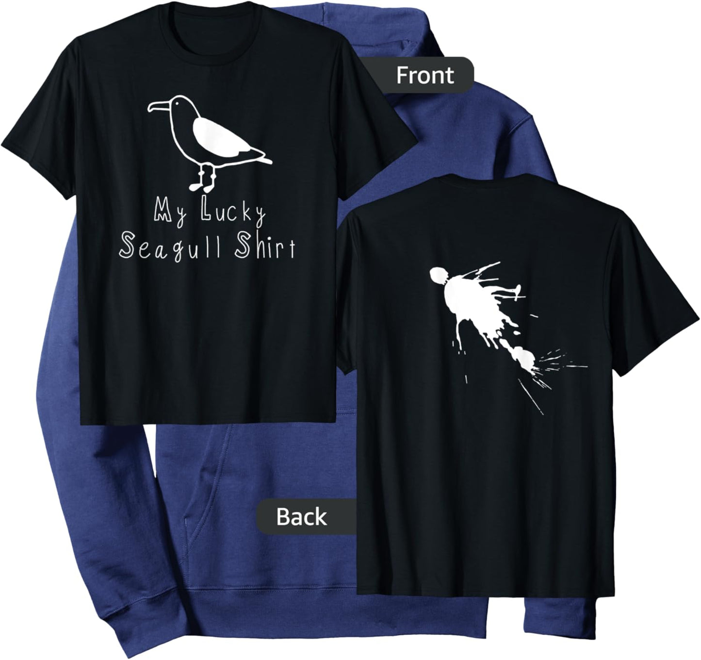 (LOOK ON BACK) My Lucky Seagull Poop Hoodie - Hoodie | Navy