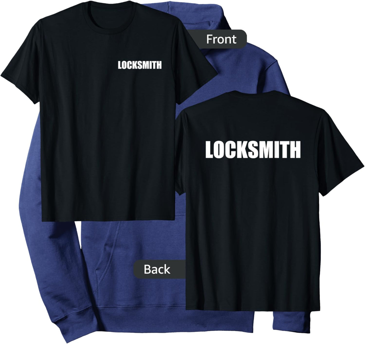 Locksmith Logo Style Front & Back Print Employees Official Hoodie - Hoodie | Navy