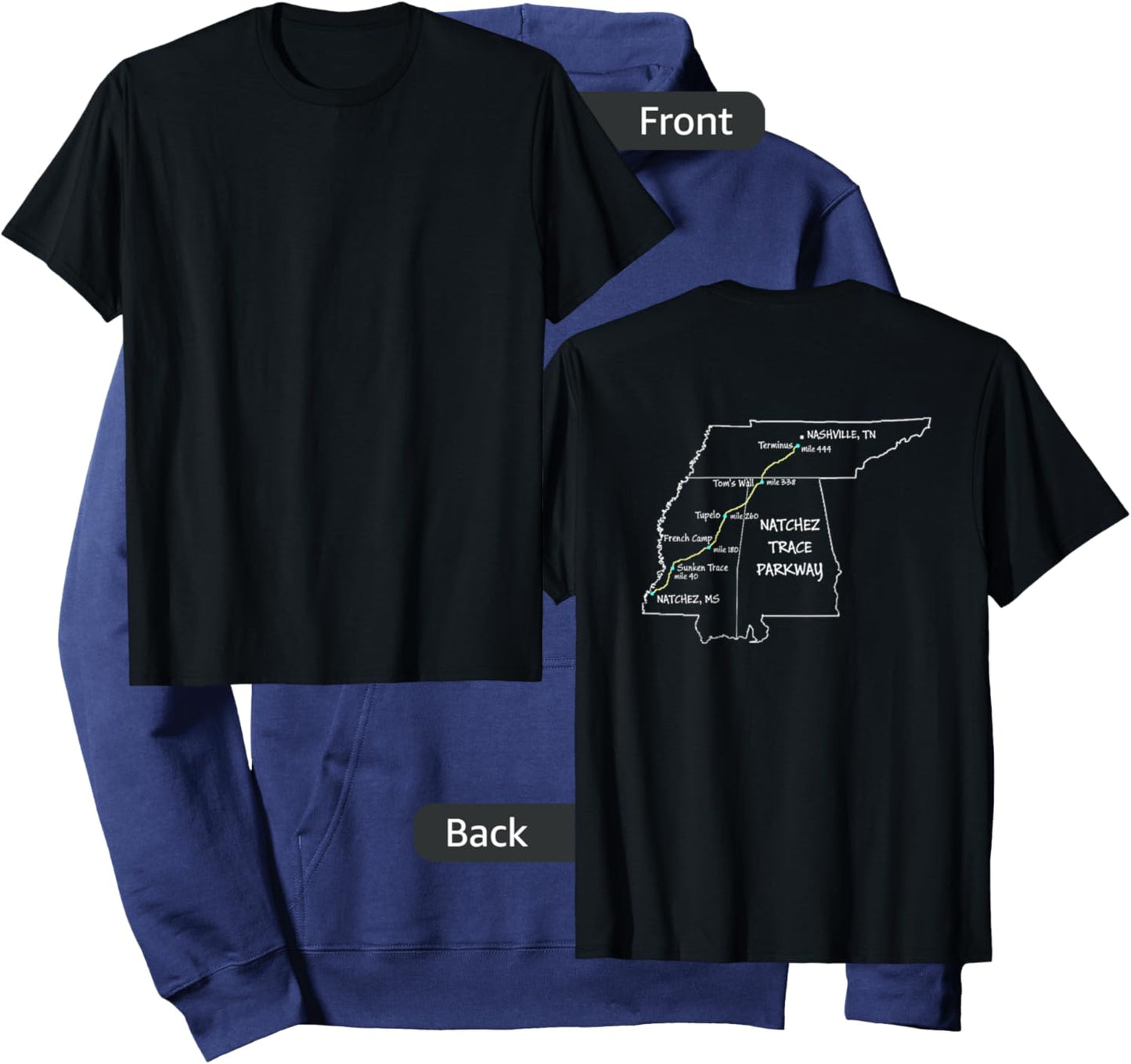 Route Map of the Natchez Trace Parkway National Scenic Trail Hoodie - Hoodie | Navy