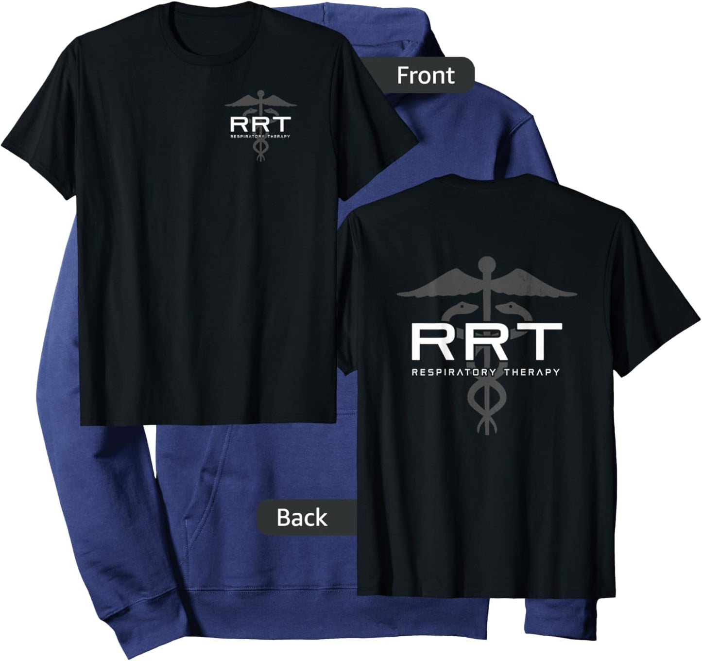 Respiratory Therapy - RRT - Front / Back - Respiratory Care Hoodie - Hoodie | Navy