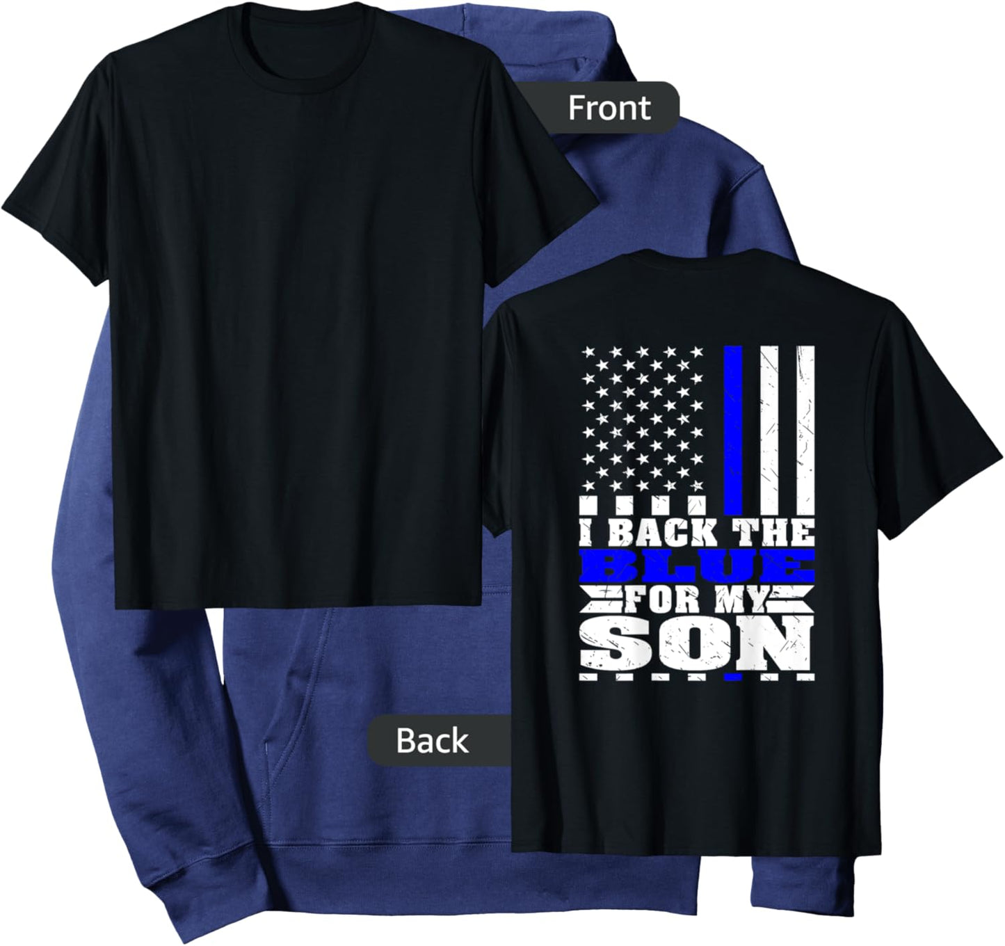 I Back The Blue For My Son Proud Police Mom Dad Cop's Parent Hoodie - Hoodie | Navy