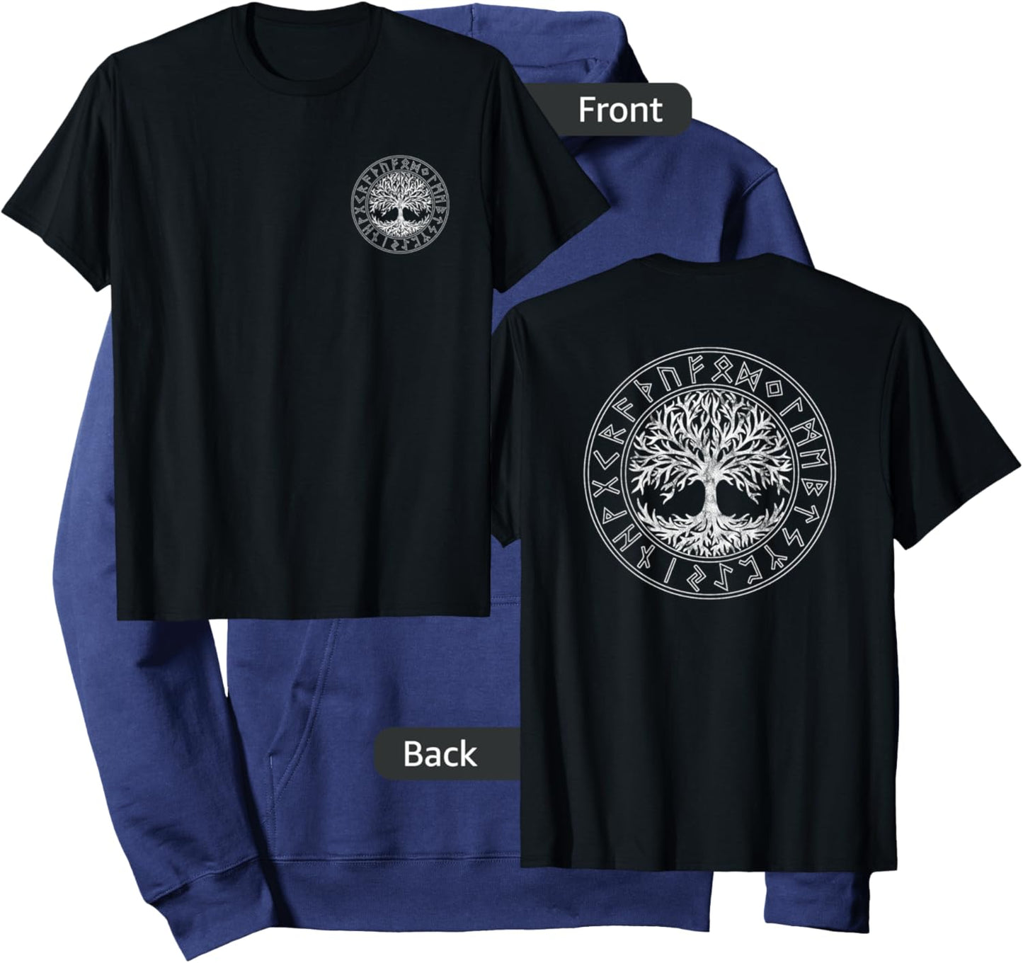 Tree of Life, Rune Circle, Celtic Tree of Life, Viking Hoodie - Hoodie | Navy