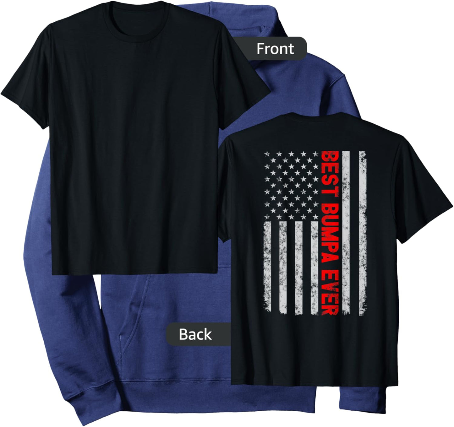 Best Bumpa Ever Fathers Day Vintage Patriotic American Flag Hoodie - Hoodie | Navy