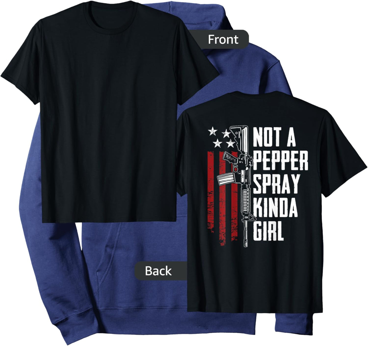 Not A Pepper Spray Kinda Girl Women 2nd Amendment - ON BACK Hoodie - Hoodie | Navy