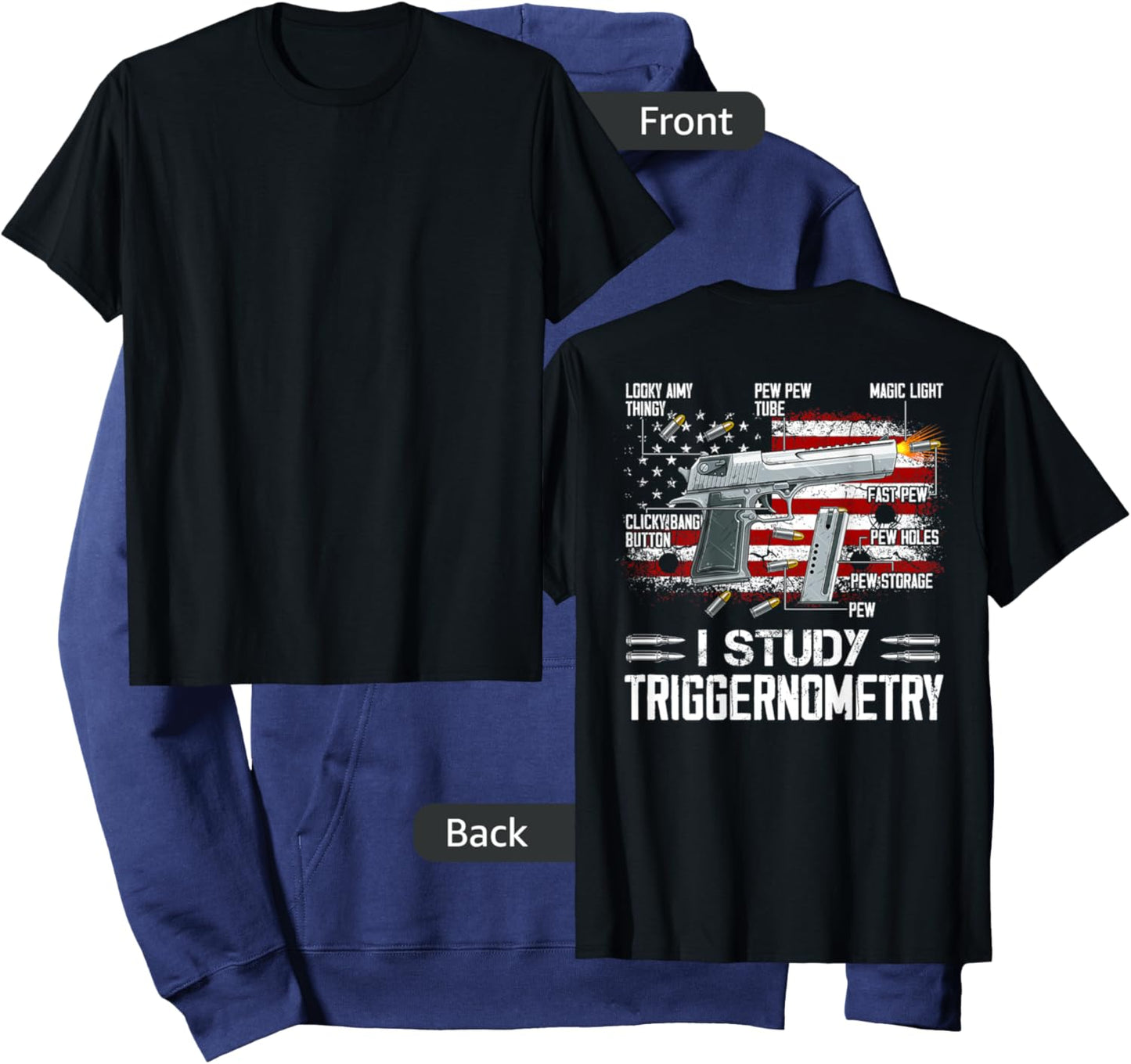 I Study Triggernometry Pro Guns Trigonometry Math on back Hoodie - Hoodie | Navy