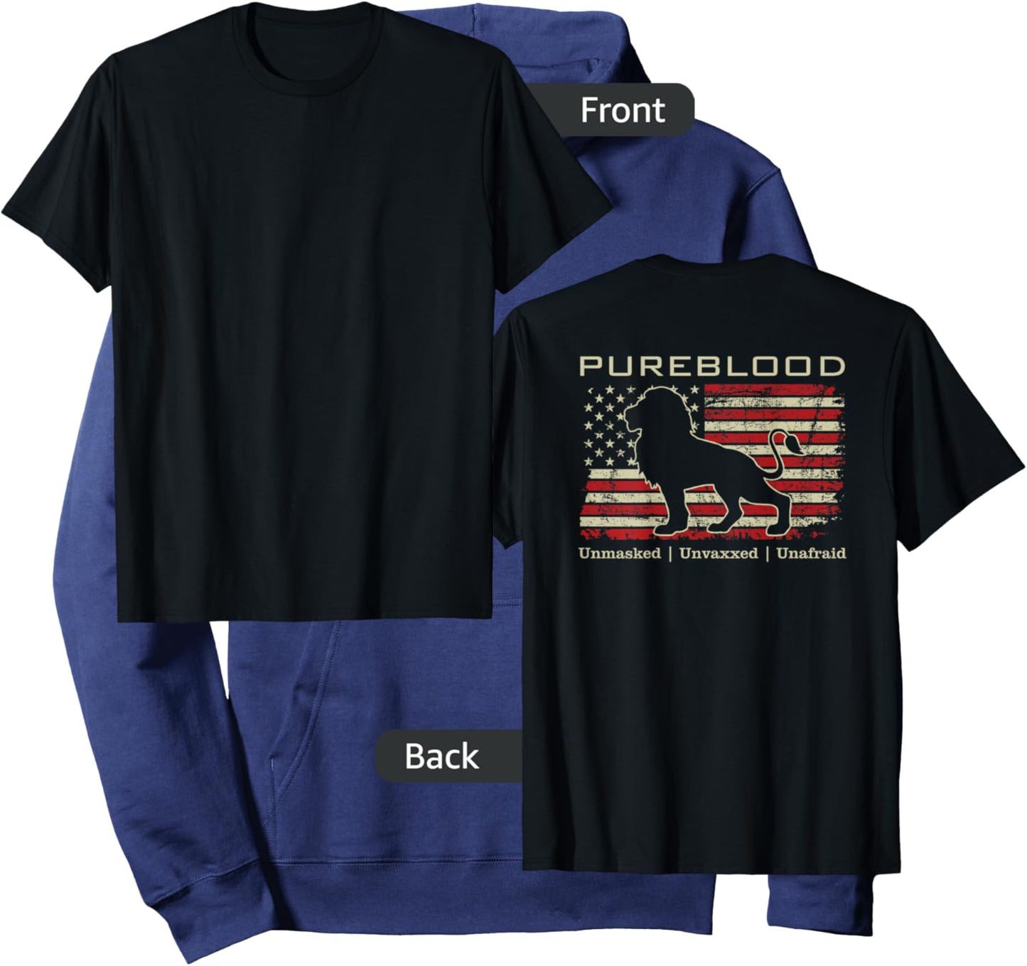 Pureblood Movement #Pureblood Medical Freedom Lion (ON BACK) Hoodie - Hoodie | Navy