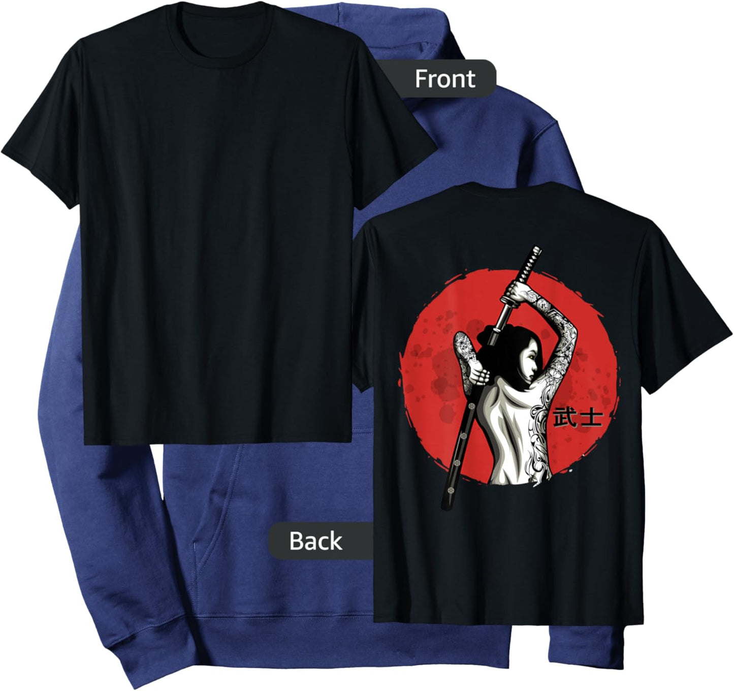Japanese Warrior - Sexy Samurai - Female Samurai (on back) Hoodie - Hoodie | Navy