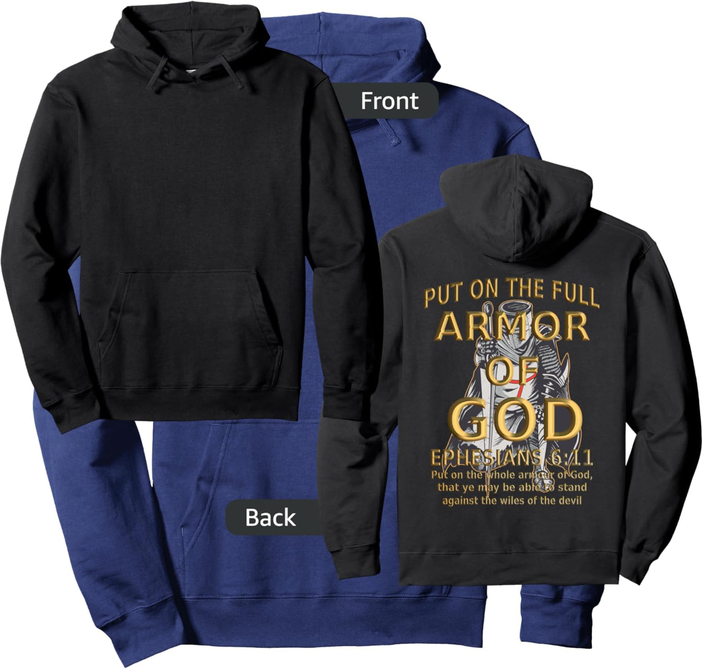 Faith Jesus Religious Ephesians 6 11 Put Full Armor of God Hoodie - Hoodie | Navy