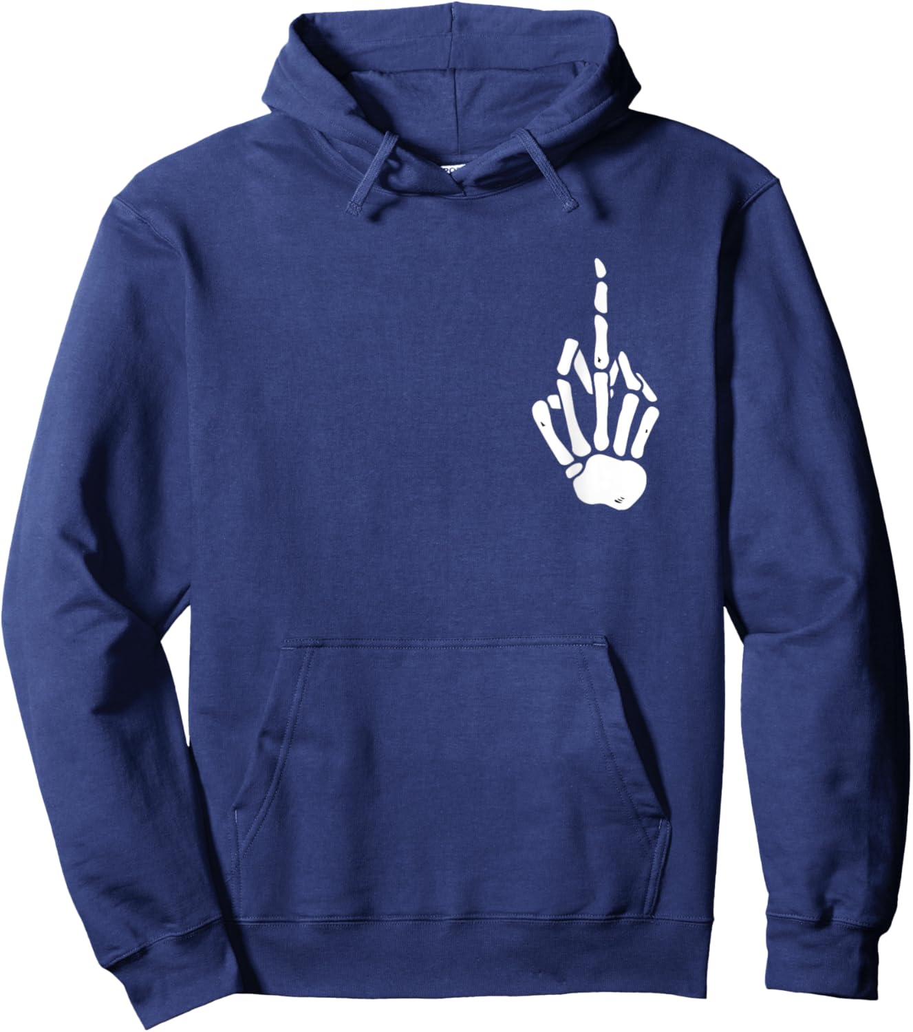 Skeleton Hand Middle Finger Pocket Skeleton Bones Fuck Off Hoodie - Hoodie | Navy