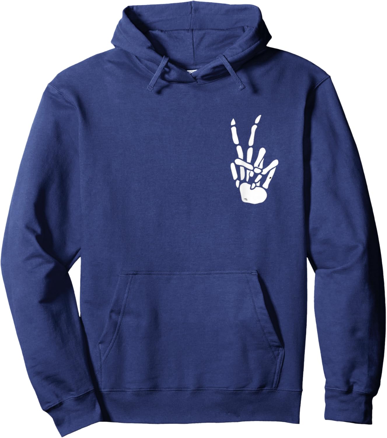 Skeleton Hand Peace Sign Pocket Skeleton Bones Peace Sign Hoodie - Hoodie | Navy