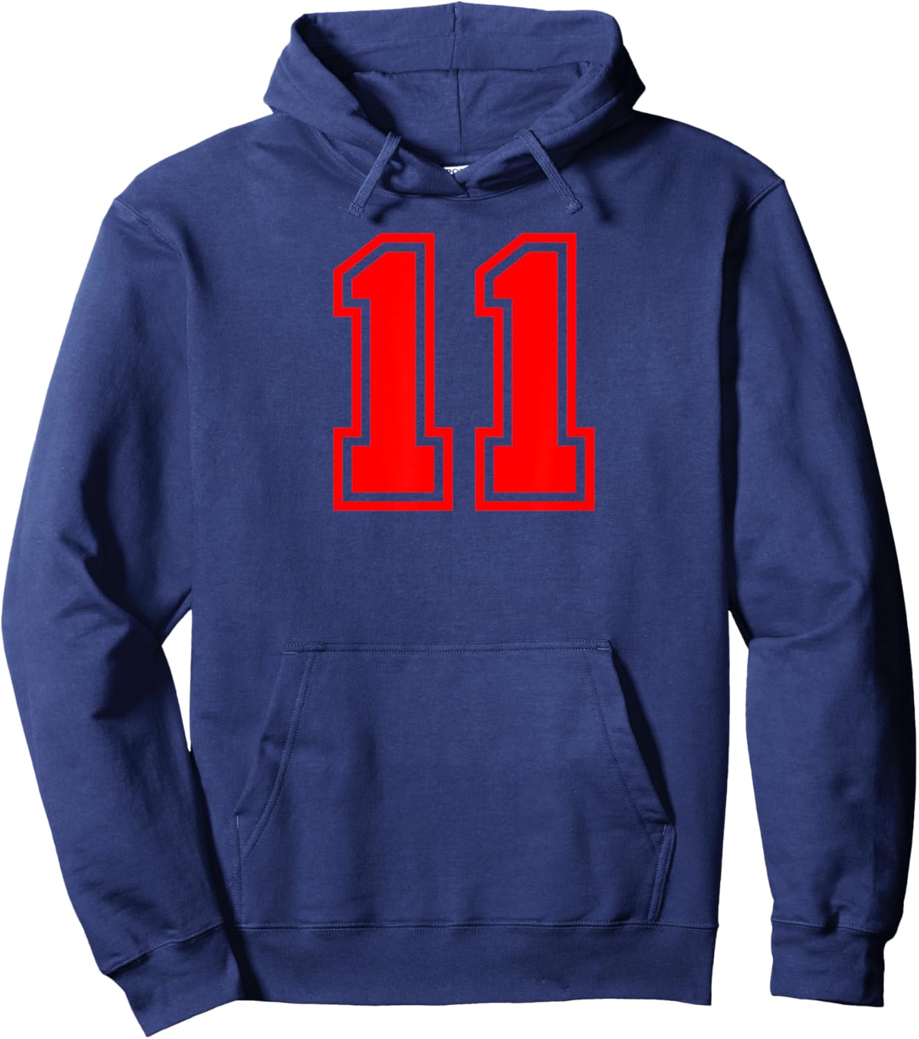 Number #11 Red Varsity Number Hoodie - Hoodie | Navy
