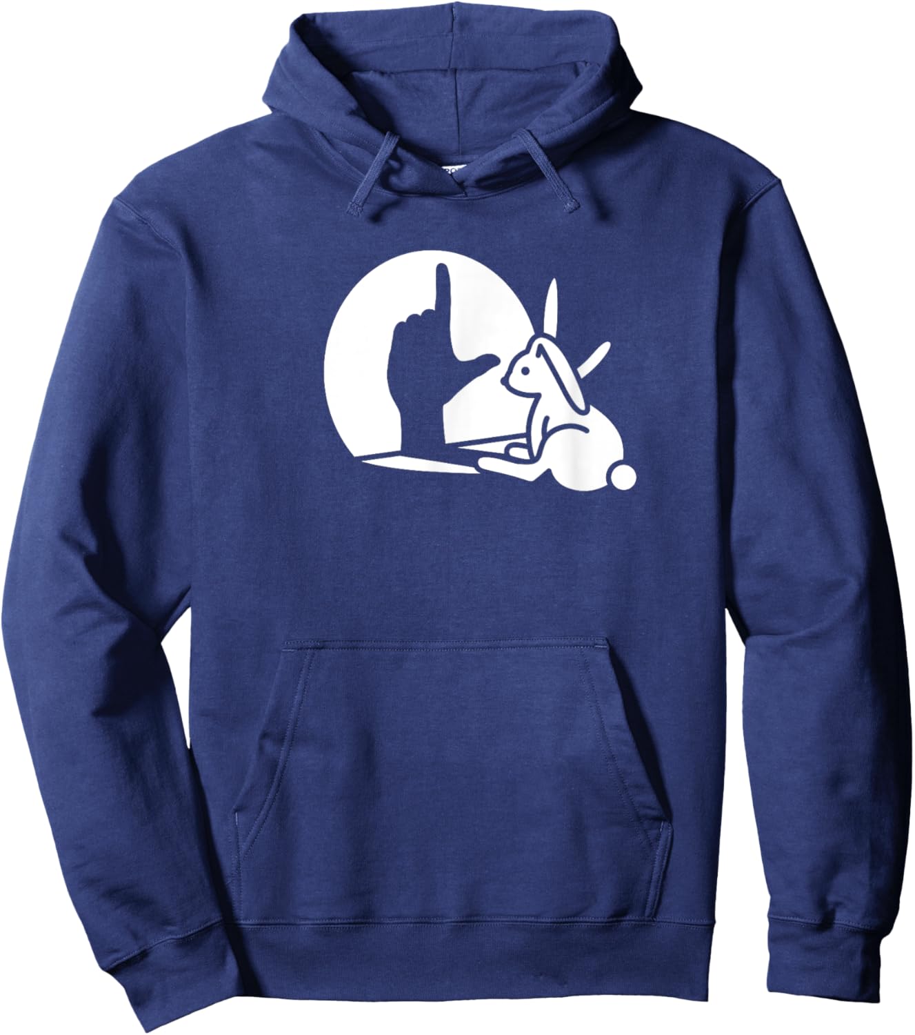 Loser funny Rabbit shadow hand sign language bunny humor Hoodie - Hoodie | Navy