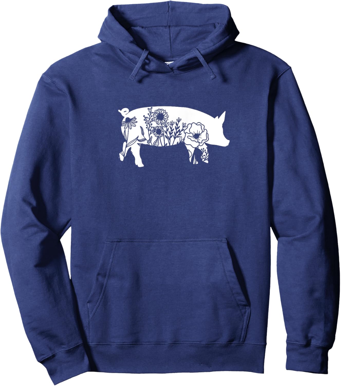 Floral Pig Mama Flower Graphic for Barn Mom Teen Girls Women Hoodie - Hoodie | Navy