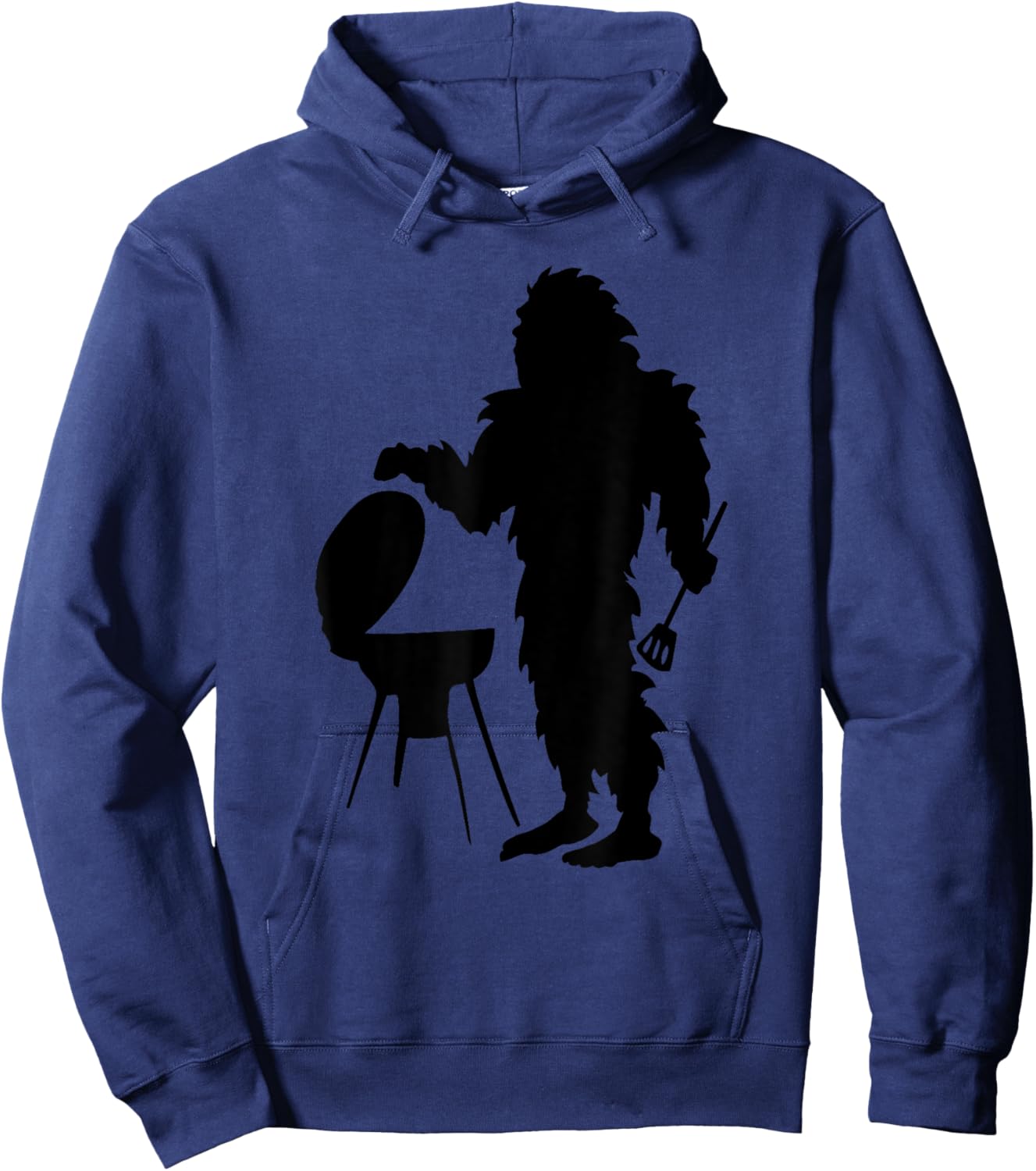 Bigfoot Cooking Outdoors Camping Hiking Sasquatch Silhouette Hoodie - Hoodie | Navy