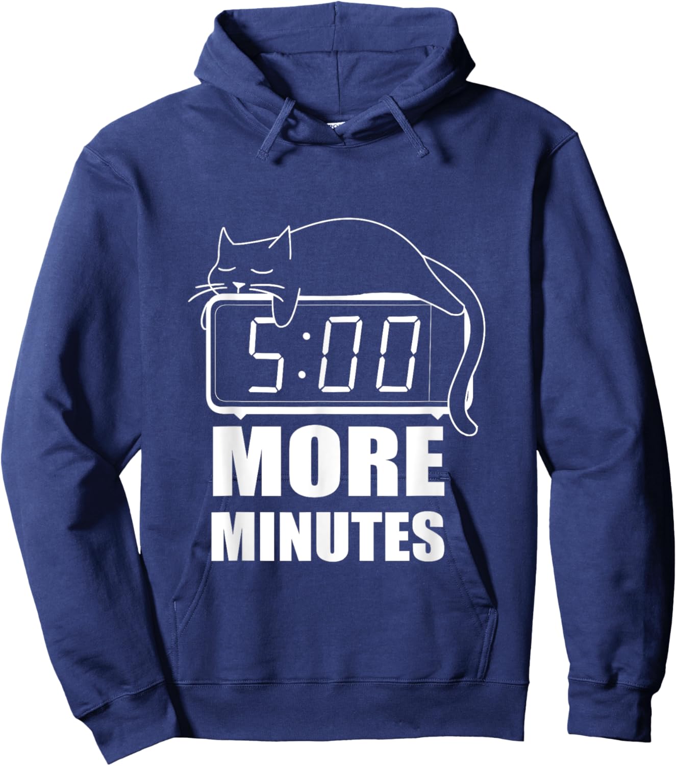 5 More Minutes Cute Sleeping Cat Men Women Hoodie - Hoodie | Navy