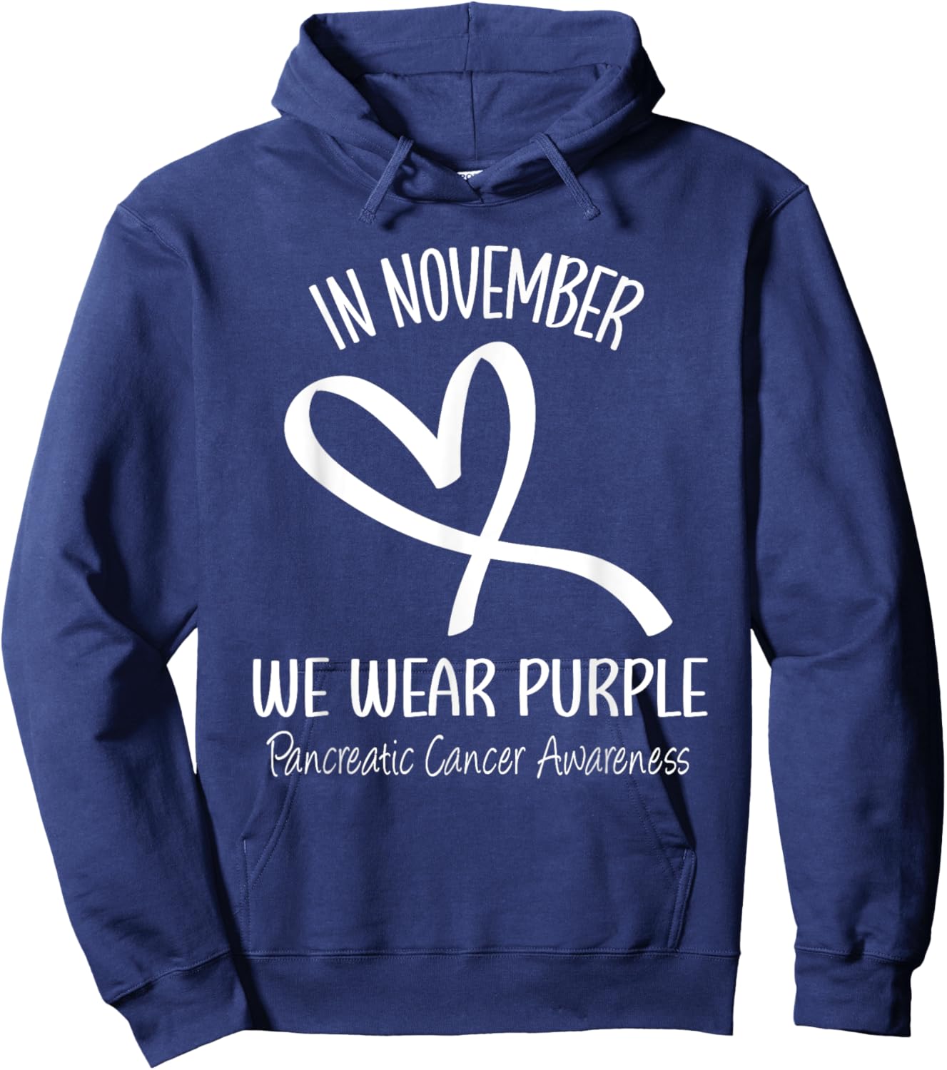 Heart In November We Wear Purple Pancreatic Cancer Awareness Hoodie - Hoodie | Navy