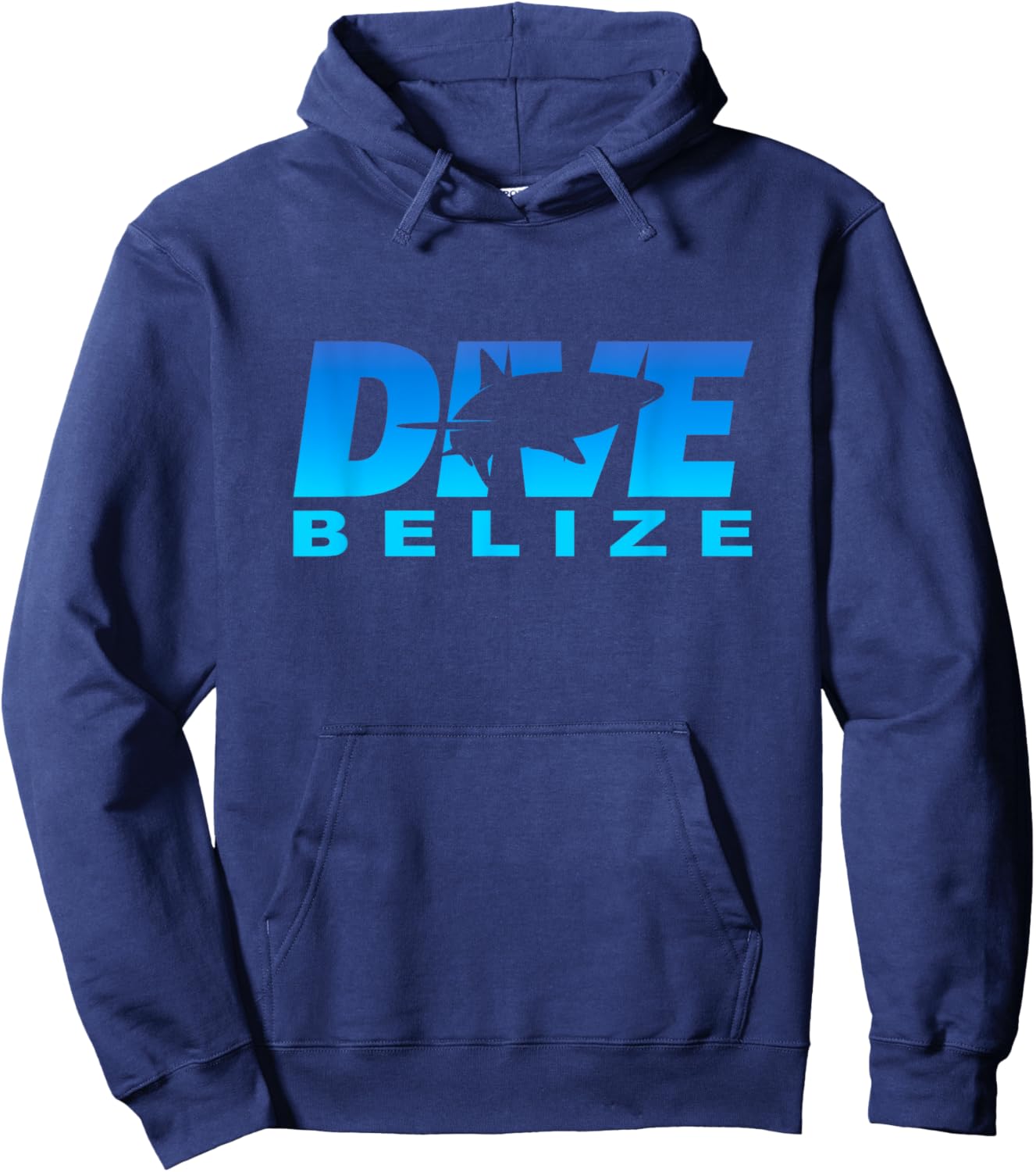 Dive Belize with Shark, Scuba Diving at Belize Hoodie - Hoodie | Navy
