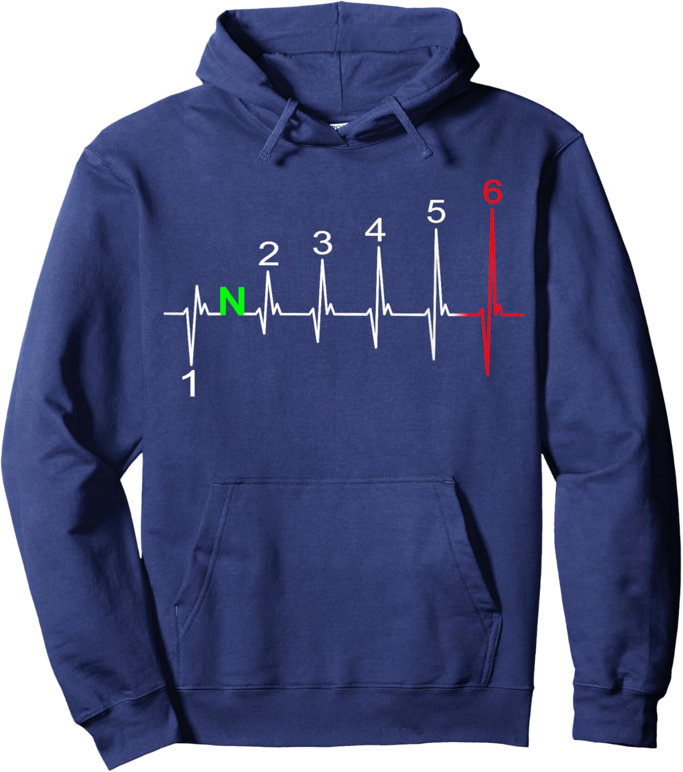 Motorcycle Heartbeat ECG Heart Rate Gear Shifter 1-6 Gears Hoodie - Hoodie | Navy