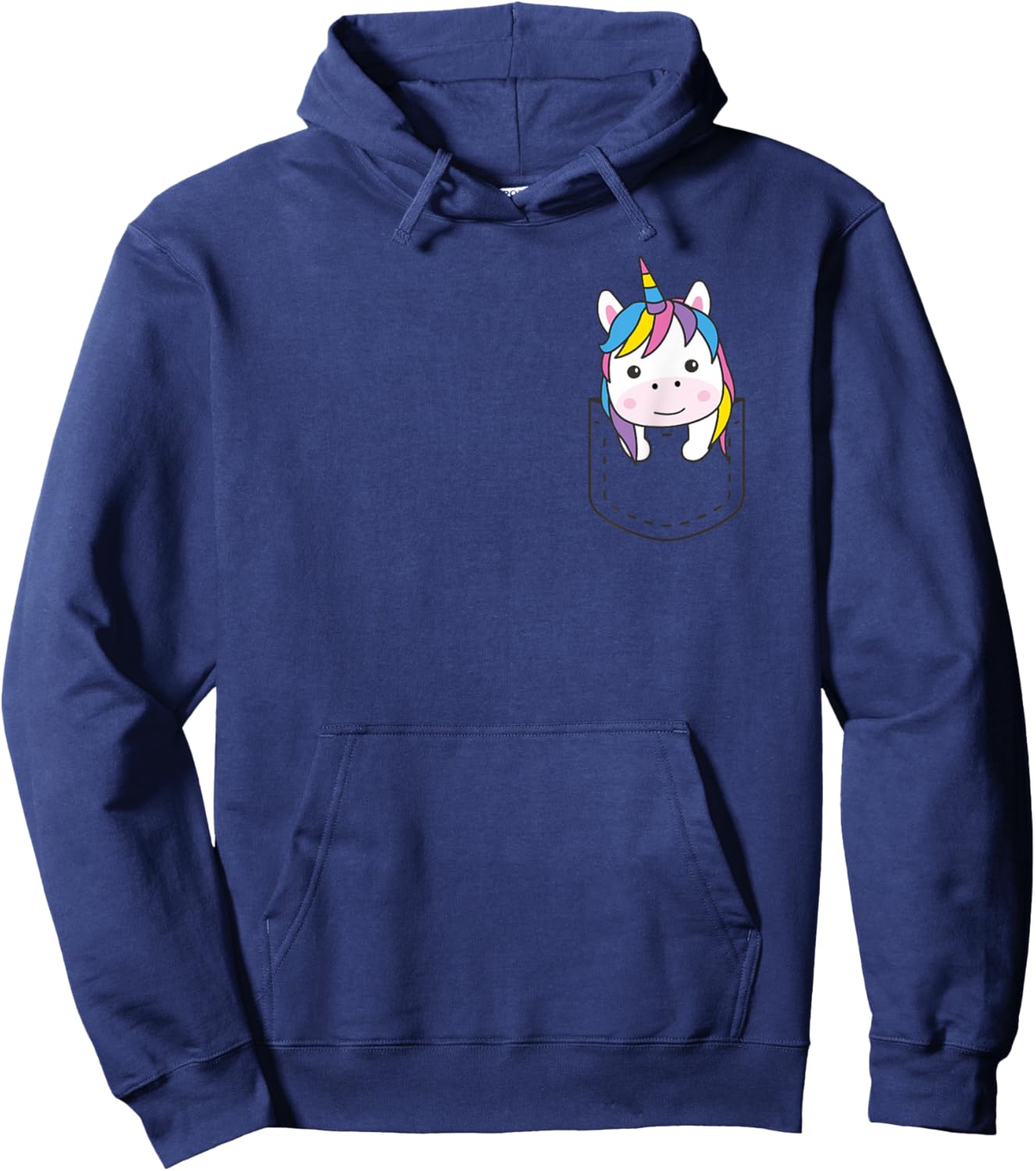 Unicorn In Pocket Funny Unicorn In Chest Pocket Unicorn Hoodie - Hoodie | Navy
