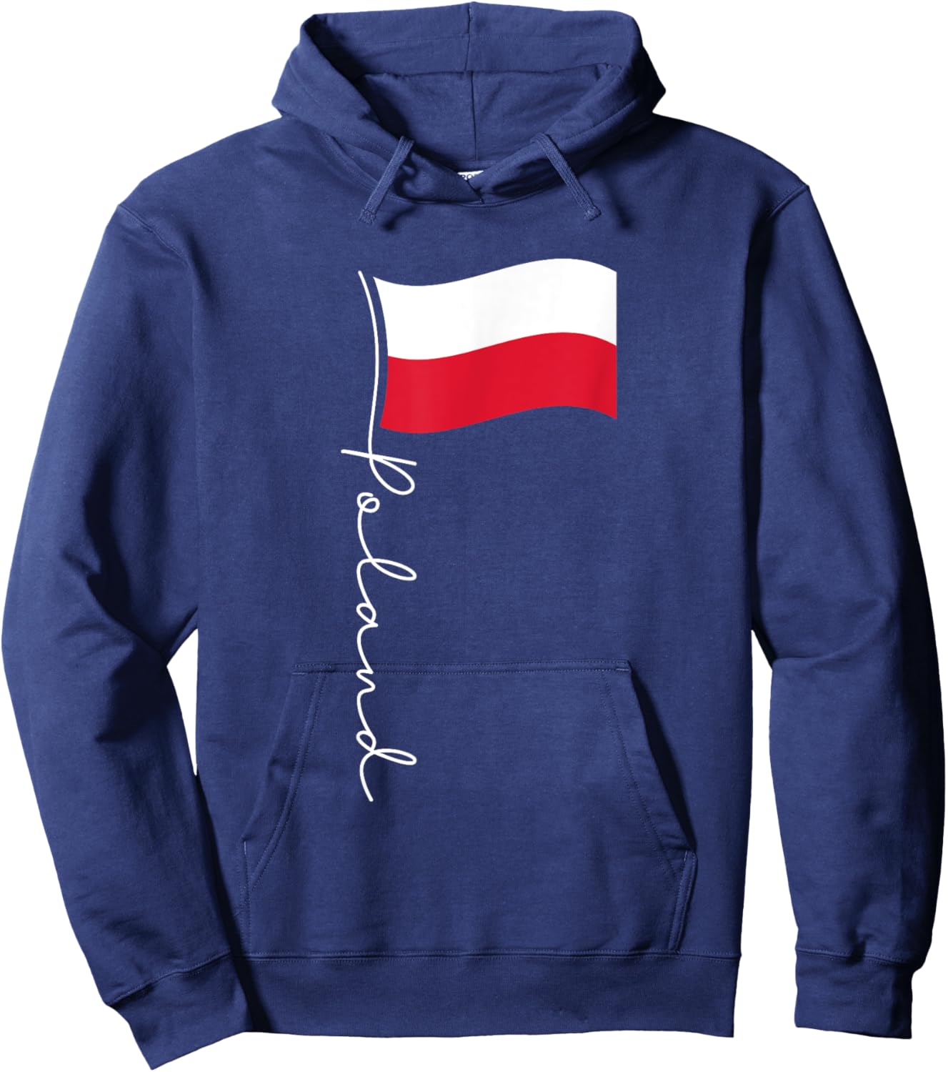 Poland Signature Flag Pole - Elegant Patriotic Polish Flag Hoodie - Hoodie | Navy