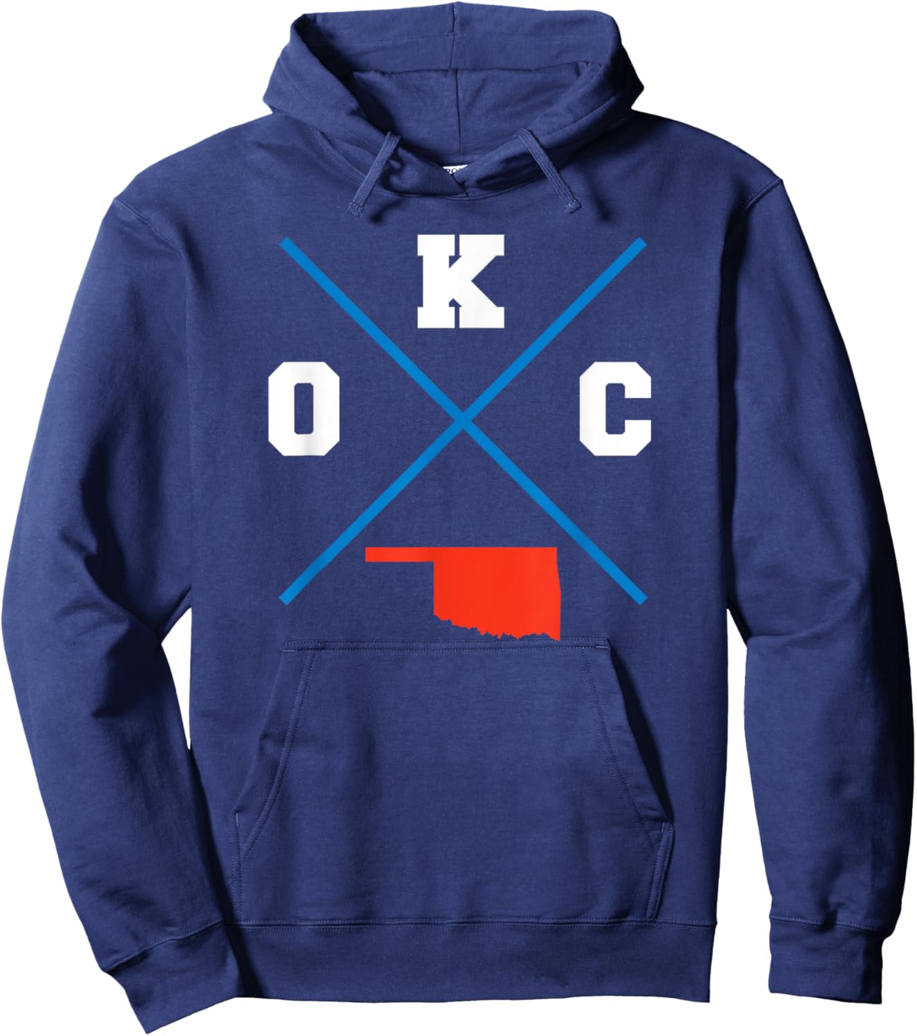 Tout Wear Oklahoma City Classic OKC Vintage Outline - Blue, -Adult, Short Sleeve, City-Themed, Modern Classic, , Small Hoodie - Hoodie | Navy