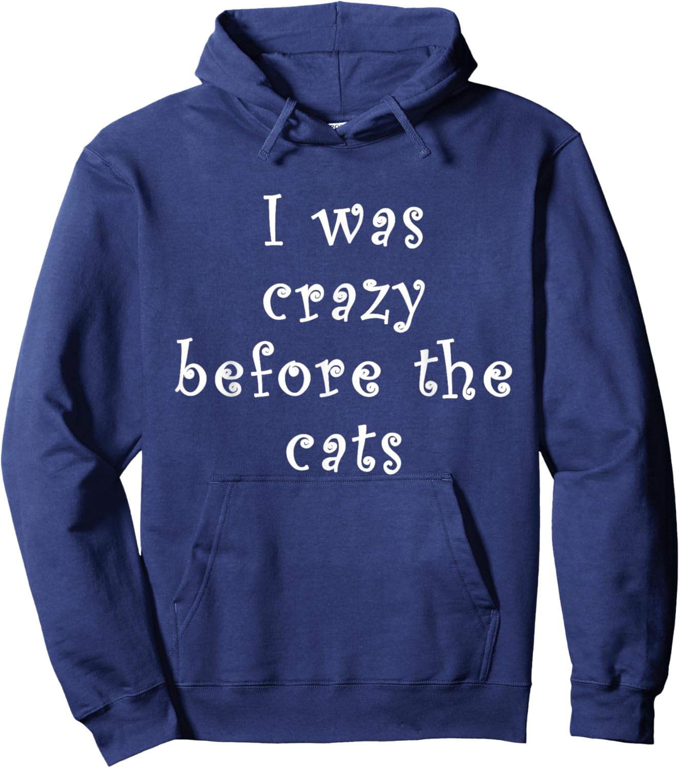 I Was Crazy Before Cats Funny Cat meme Crazy about Cats Men Women Kids Hoodie - Hoodie | Navy