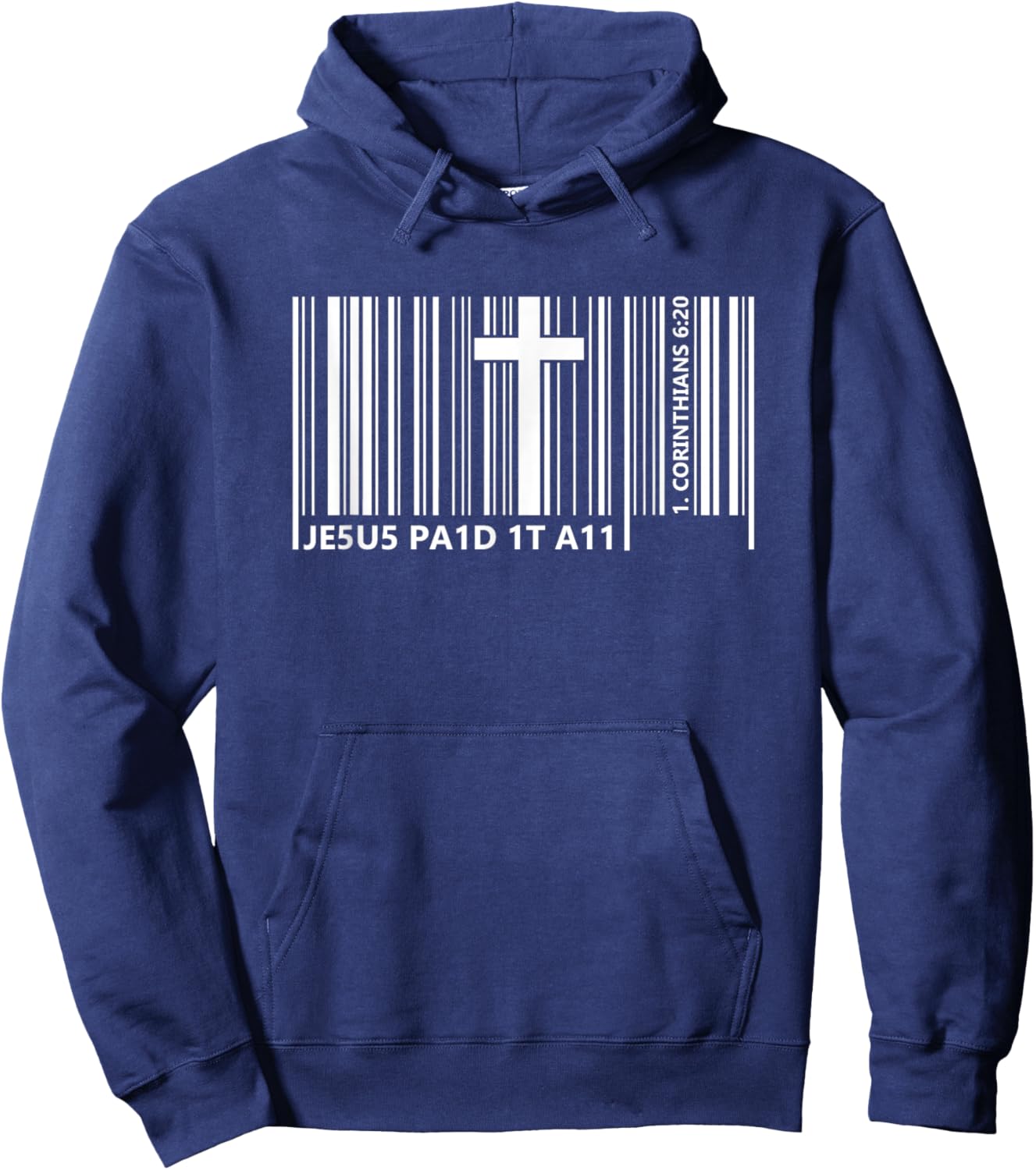 Jesus Paid It All Barcode Bible Verse Corinthians 6:20 Hoodie - Hoodie | Navy