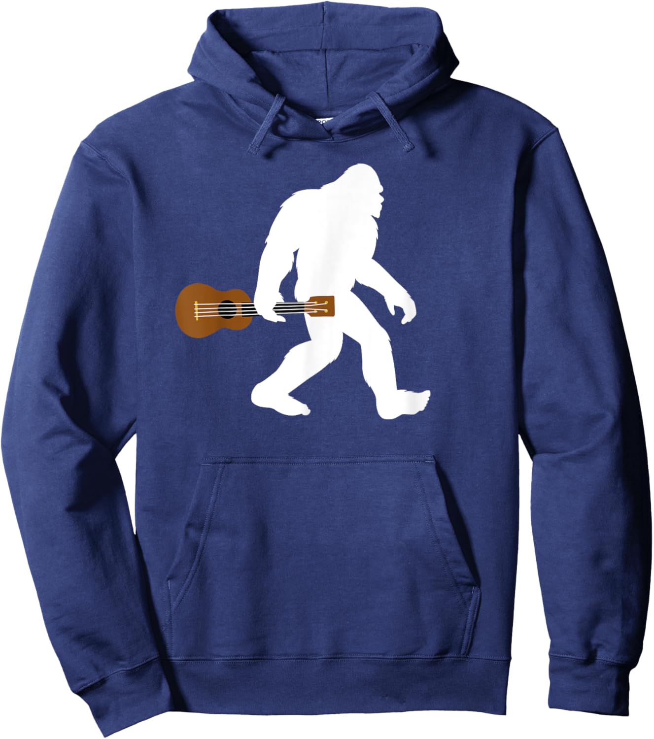 Bigfoot holding Ukelele funny Bigfoot carrying ukelele Hoodie - Hoodie | Navy