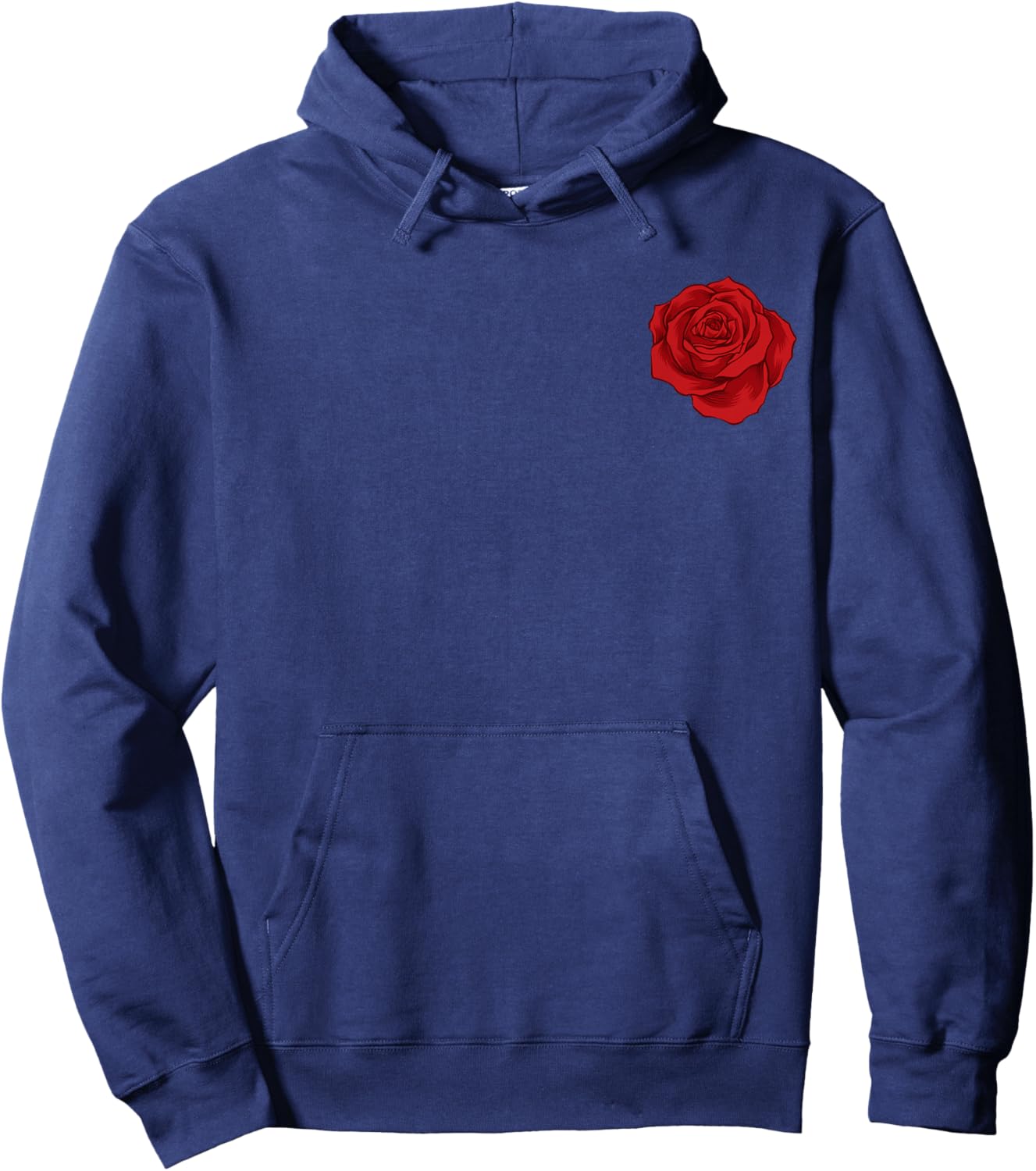 Single Red Rose Pocket Flower Romantic Love Pocket Hoodie - Hoodie | Navy