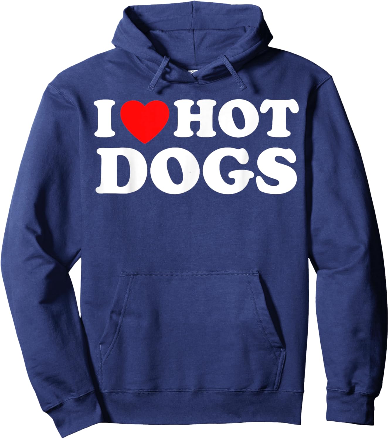 I Love Hot Dogs - Funny Red Heart Love Hotdogs Hoodie - Hoodie | Navy