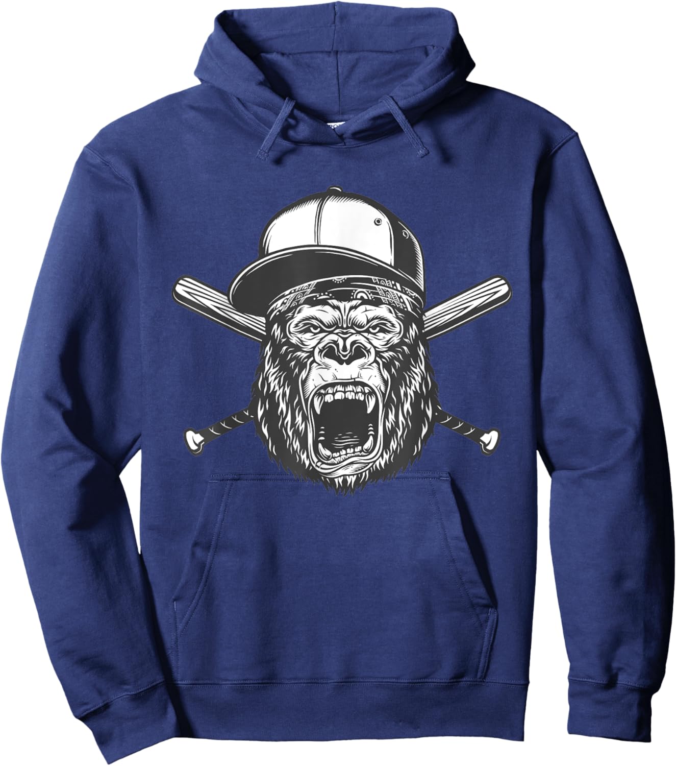 Gorilla Baseball Player - Gorilla in Baseball Cap - Gorilla Hoodie - Hoodie | Navy