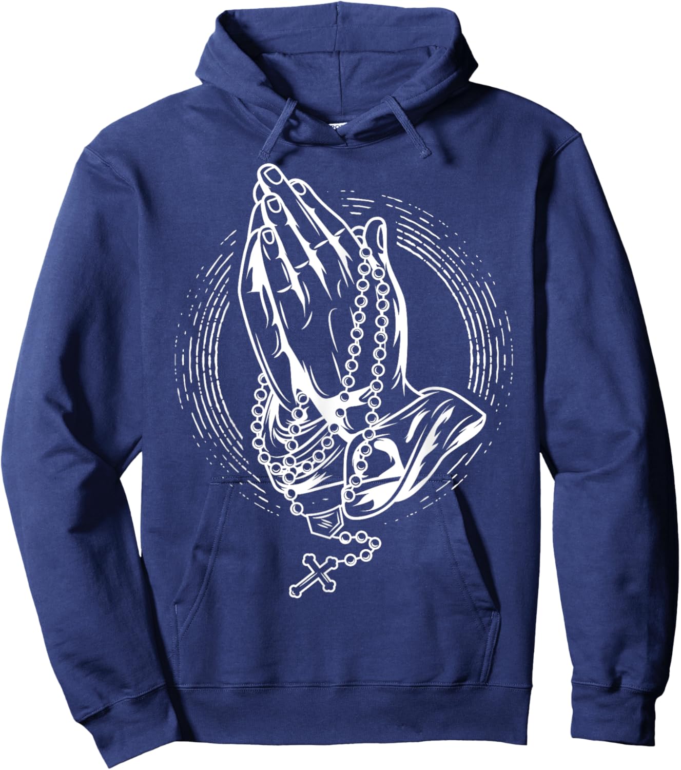 Praying hands with rose and rosary Hoodie - Hoodie | Navy