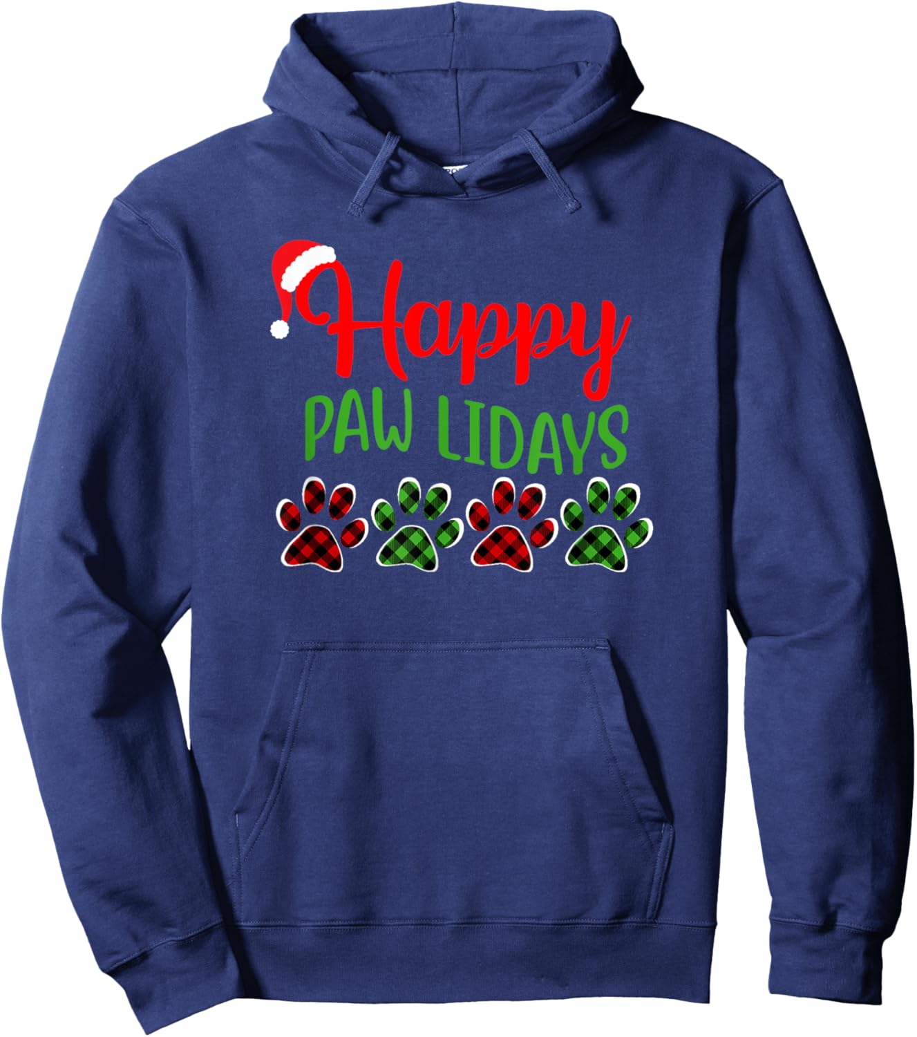 Dog Dad Mom Happy Pawlidays Merry Christmas Holidays Men Women Hoodie - Hoodie | Navy