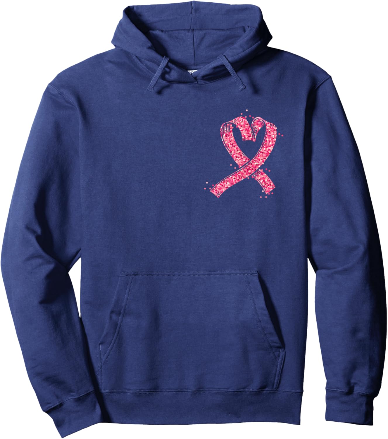 Heart Pink Ribbon Breast Cancer Awareness Fighter Survivor Hoodie - Hoodie | Navy