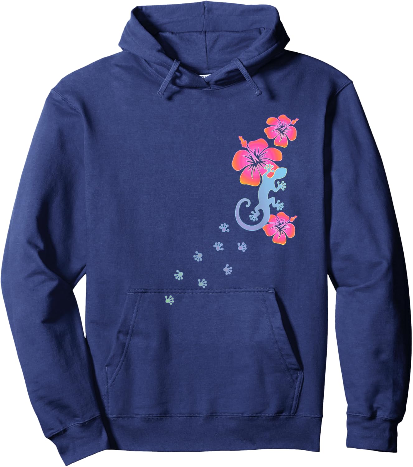 Gecko Lucky Charm Lizard Salamander Aloha Hawaii Colourful Hoodie - Hoodie | Navy