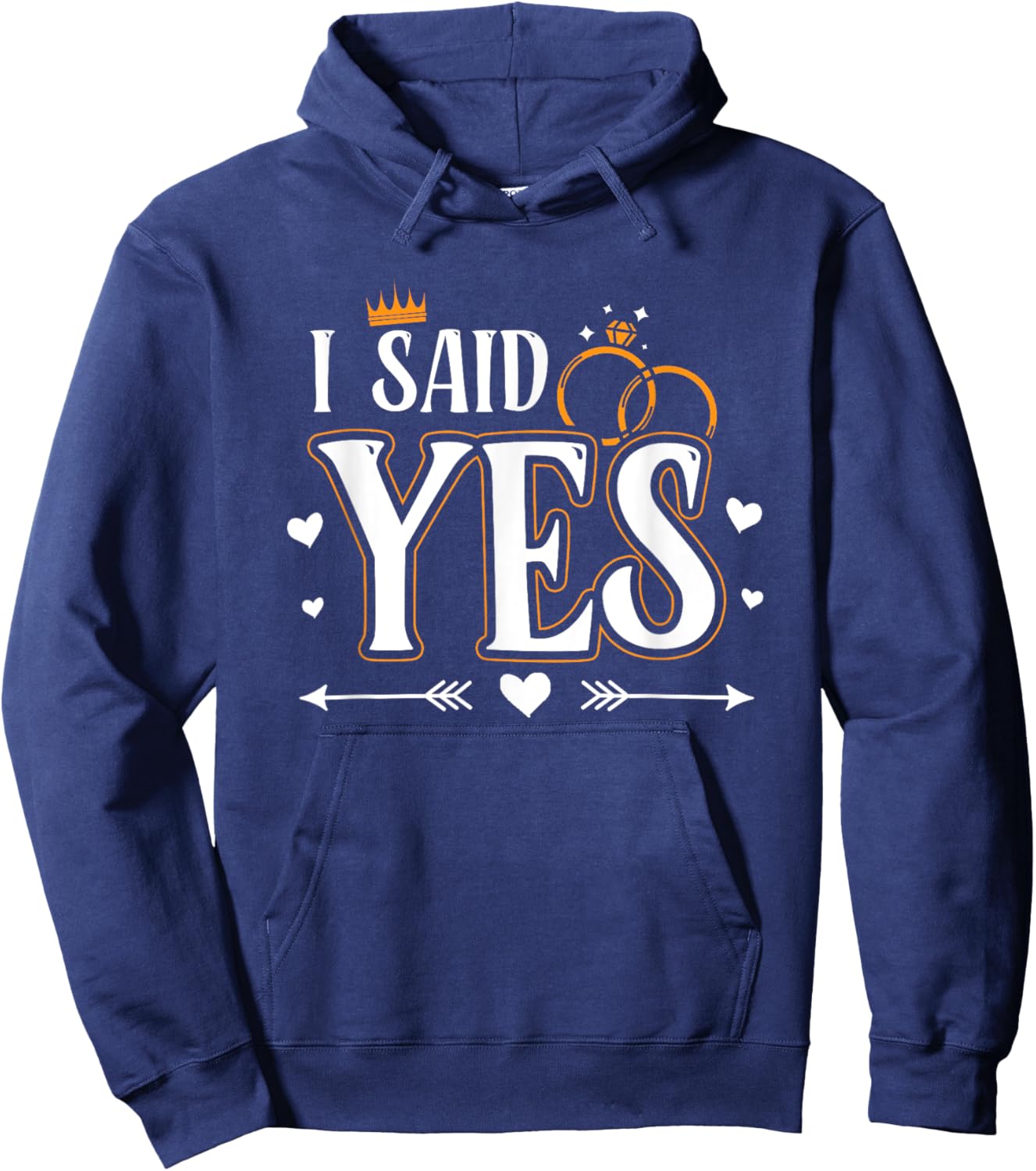 I Asked I Said Yes Engagement Reveal Announcement Matching Hoodie - Hoodie | Navy