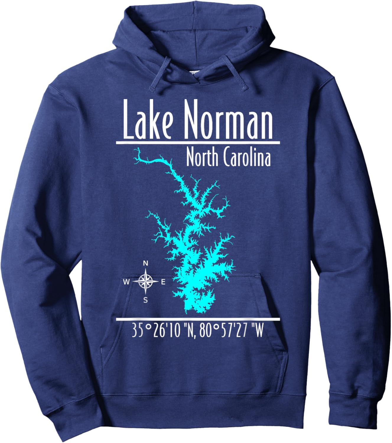 Modern Lake Norman, North Carolina Hoodie - Hoodie | Navy