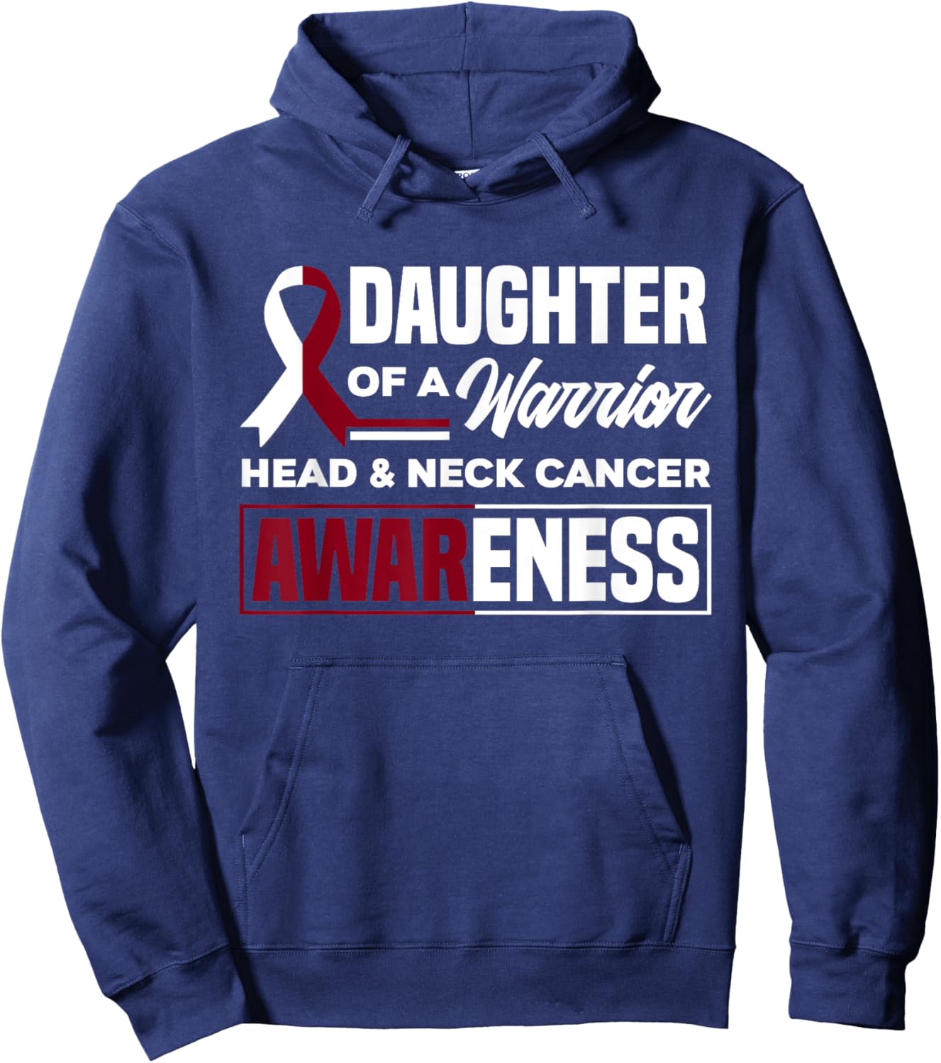 Daughter Of A Warrior Support Head & Neck Cancer Awareness Hoodie - Hoodie | Navy