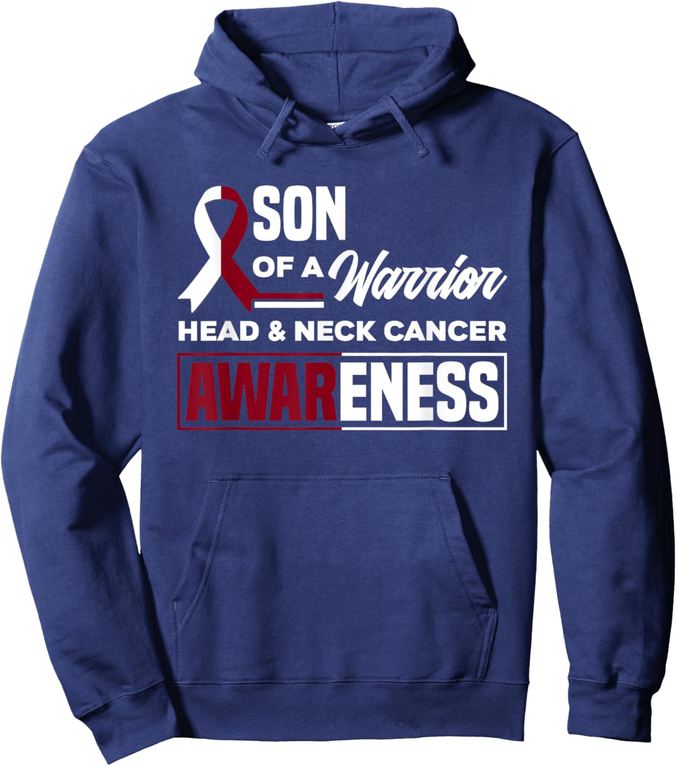 Son Of A Warrior Support Oral Head & Neck Cancer Awareness Hoodie - Hoodie | Navy