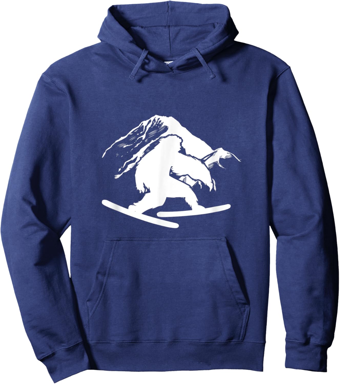 Skiing Bigfoot Mountain Sasquatch Ski Skier Hoodie - Hoodie | Navy