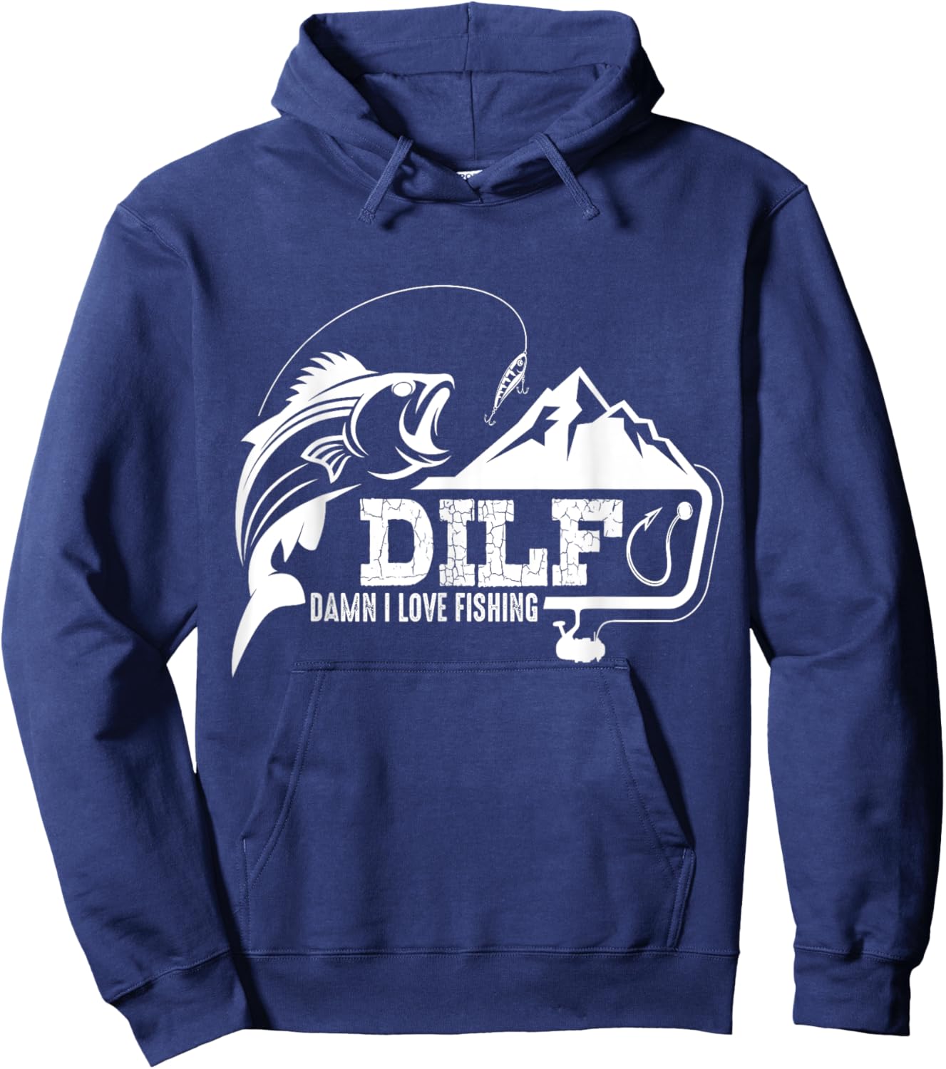 DILF Damn I Love Fishing Funny Dad Men's Hoodie - Hoodie | Navy