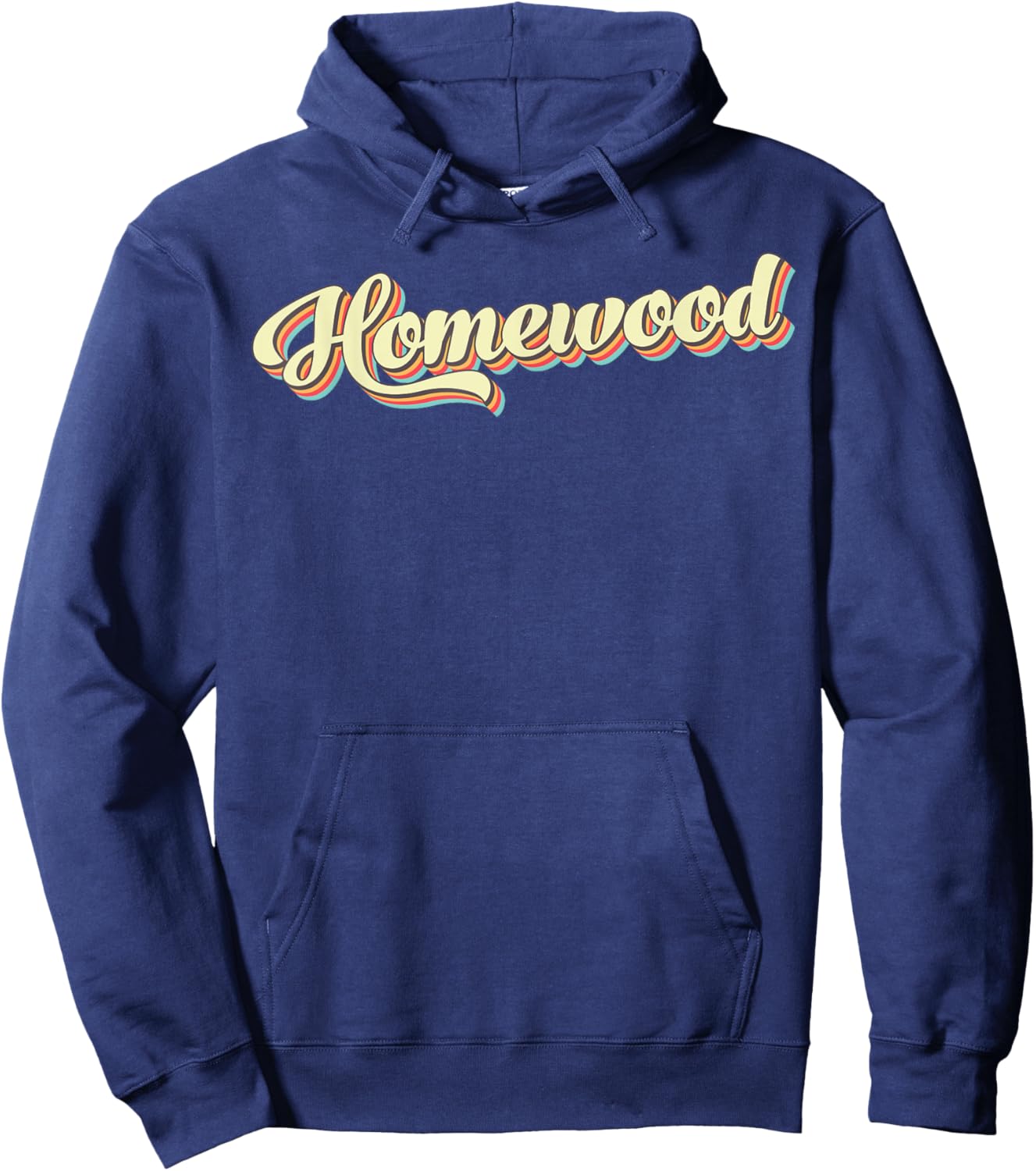 Homewood Retro Art Baseball Font Vintage Hoodie - Hoodie | Navy