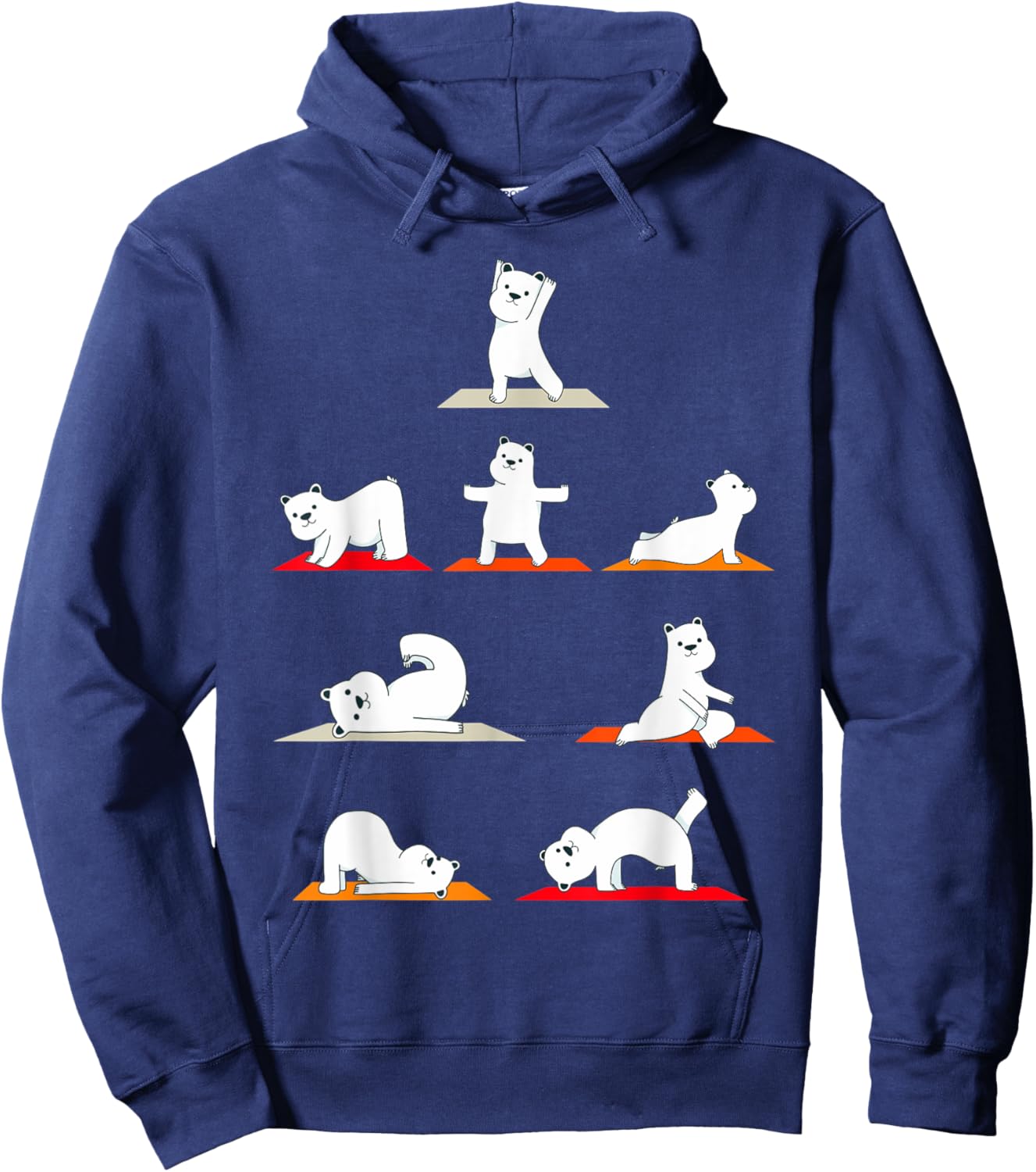 Polar Bear Yoga Poses Streching Polar Bears Meditation Hoodie - Hoodie | Navy
