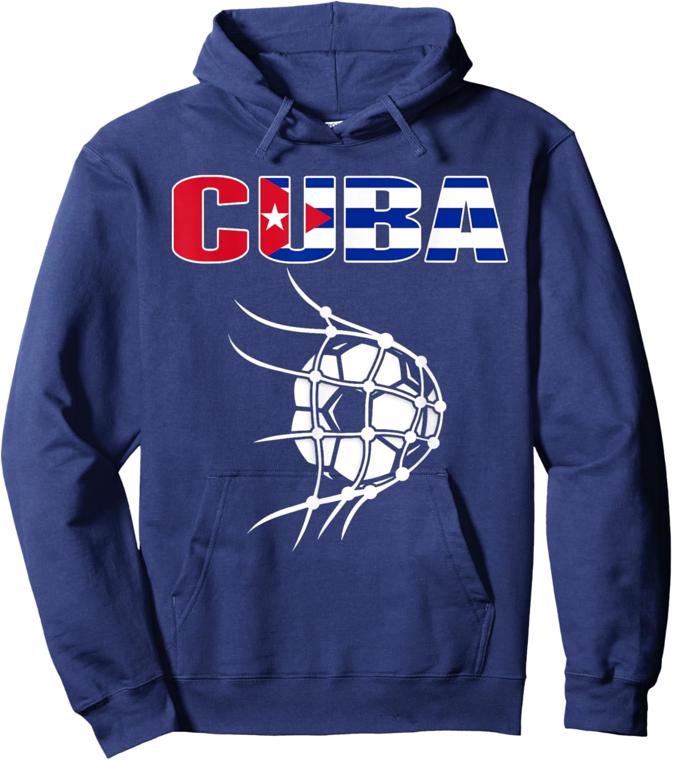 Cuba Soccer Ball In Net Goal - Support Cuban Football Team Hoodie - Hoodie | Navy