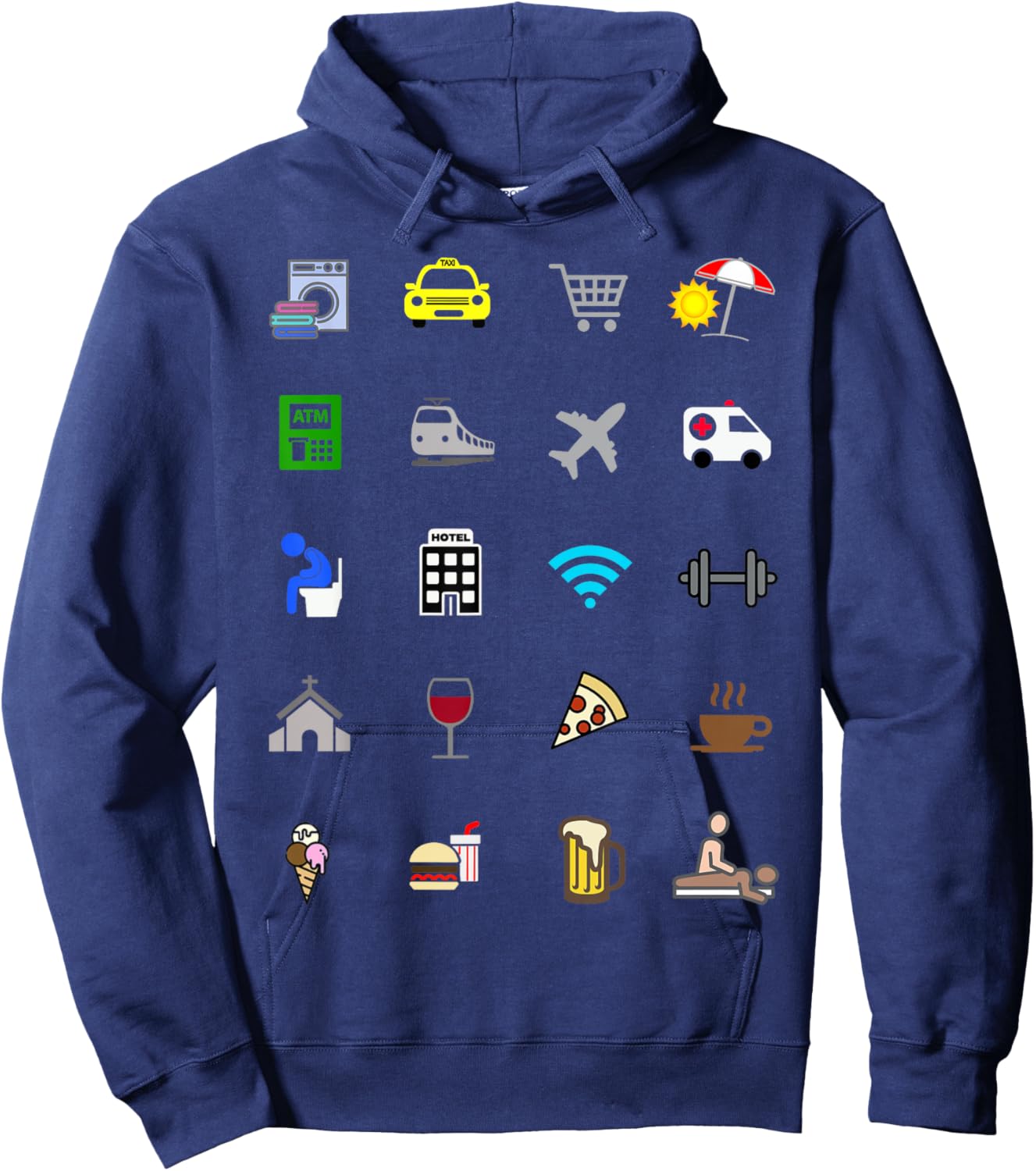 InGENIUS Tourism Translator Symbol Tourist Icons -Adults Black Small Modern Travel Icon Language Barrier Ico Hoodie - Hoodie | Navy