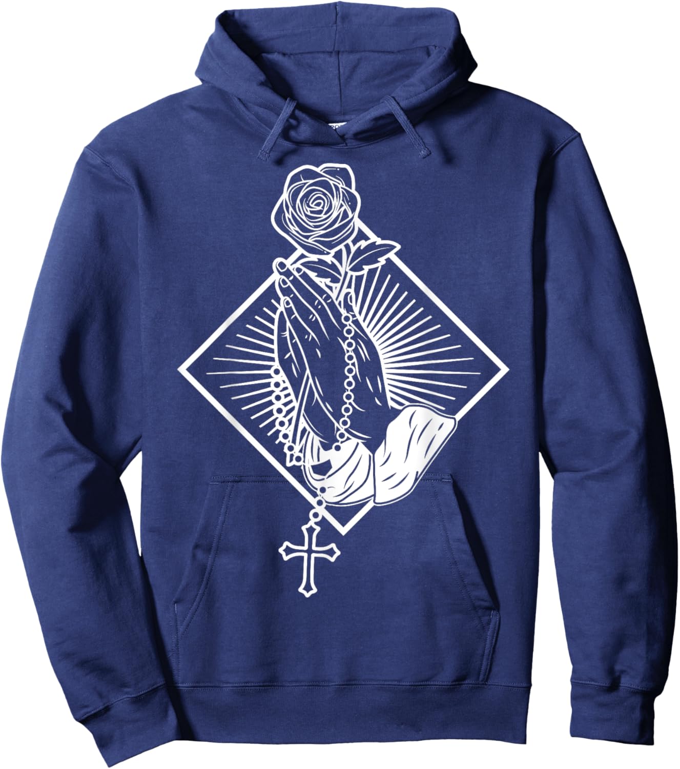 Praying hands with rose and rosary Hoodie - Hoodie | Navy