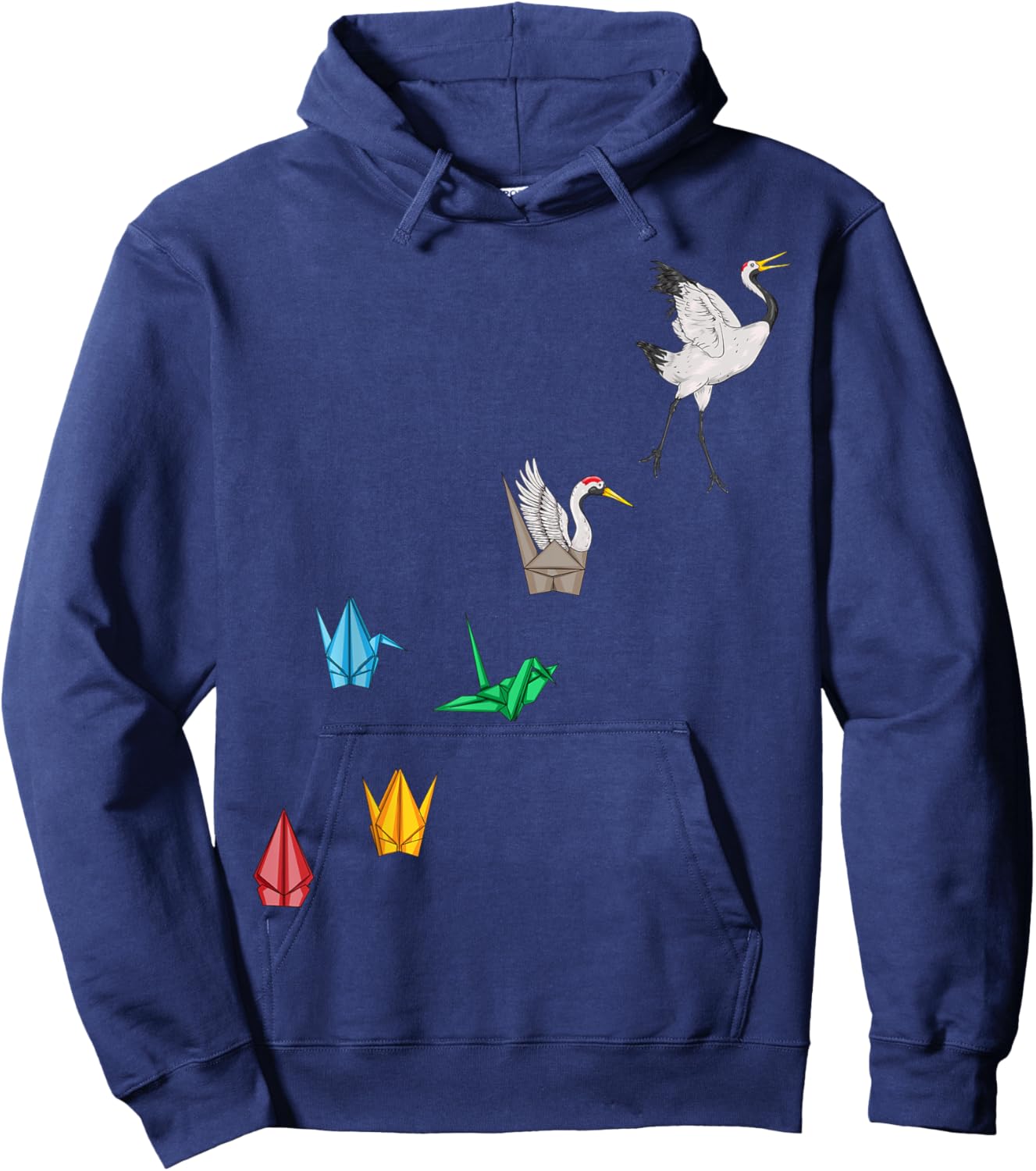 Origami Crane Shirt - Japanese Origami Paper Folding Crane Hoodie - Hoodie | Navy