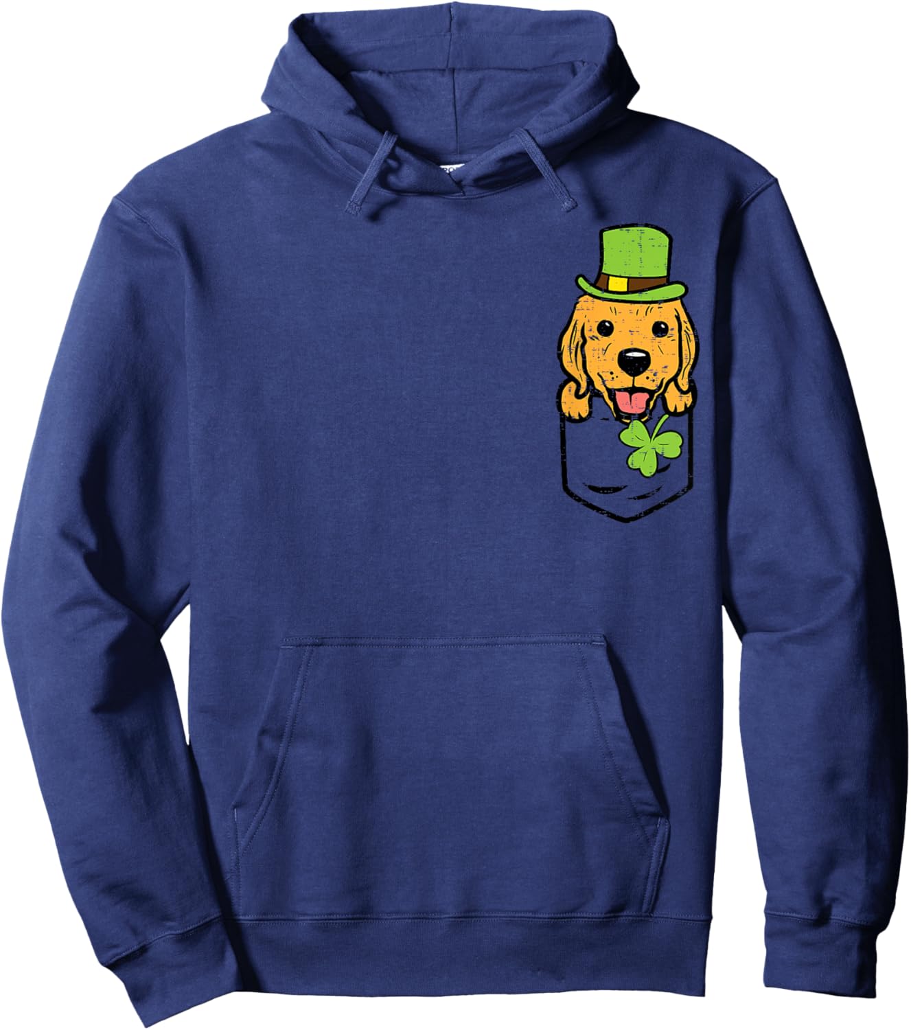 Irish Pocket Golden Retriever Saint Paddys St Patricks Day Hoodie - Hoodie | Navy